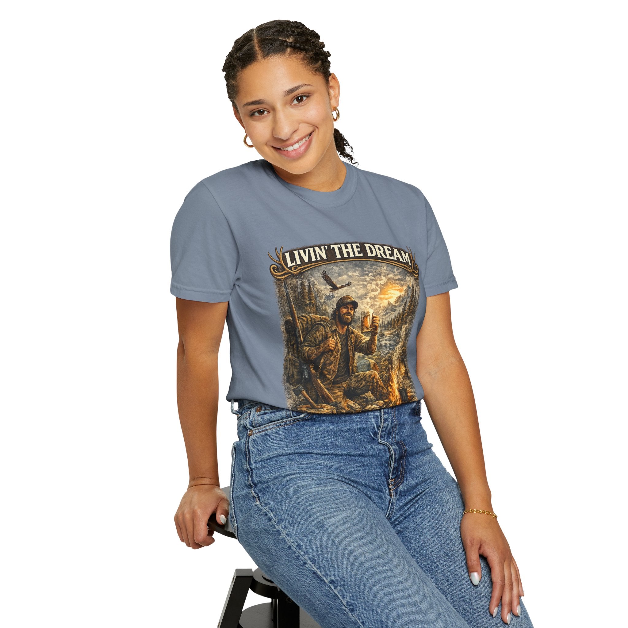 Livin' the Dream Campfire T-Shirt — "One Campfire at a Time" Outdoor Graphic Tee