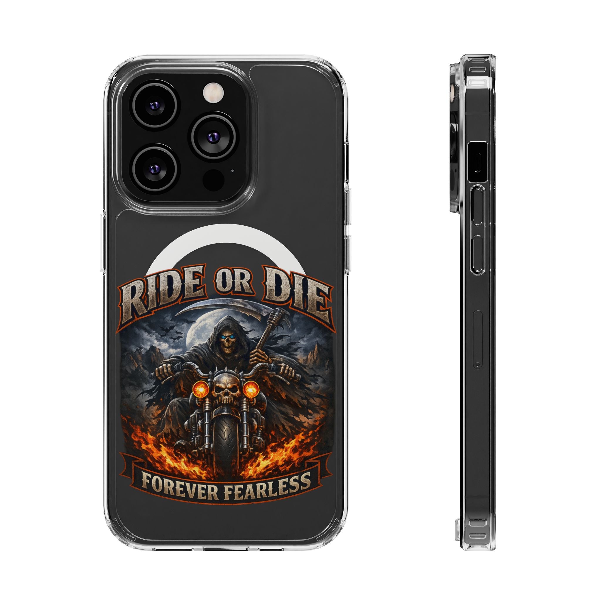 Ride or Die Motorcycle Clear Magnetic Phone Case — "Forever Fearless"