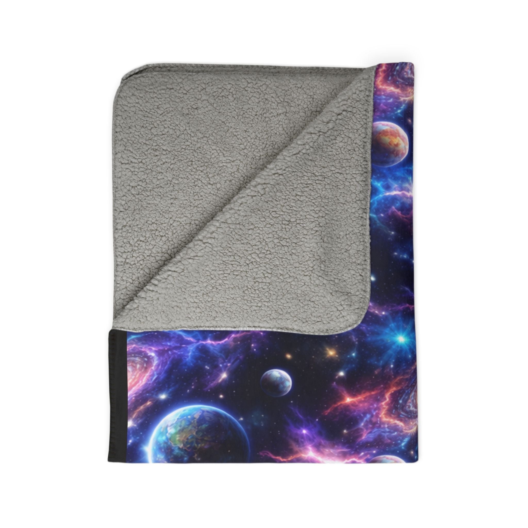 Galaxy Space Sherpa Blanket – Cosmic Planets Fleece Throw