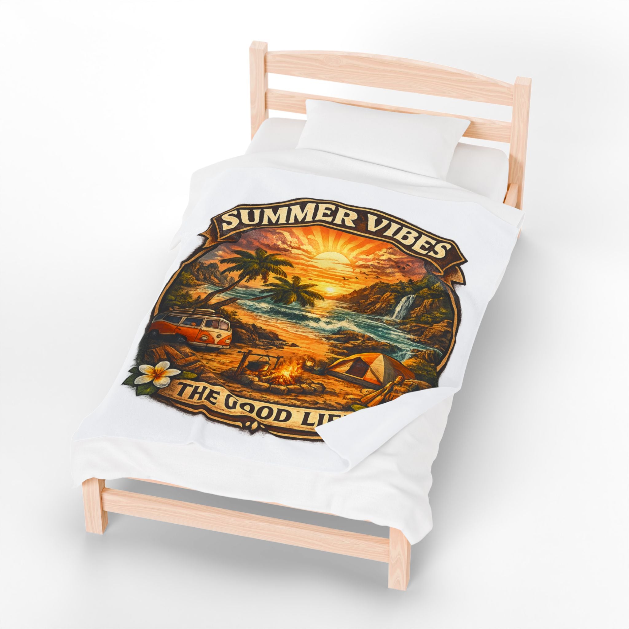 Summer Vibes Velveteen Blanket — The Good Life Sunset Camping Beach Throw