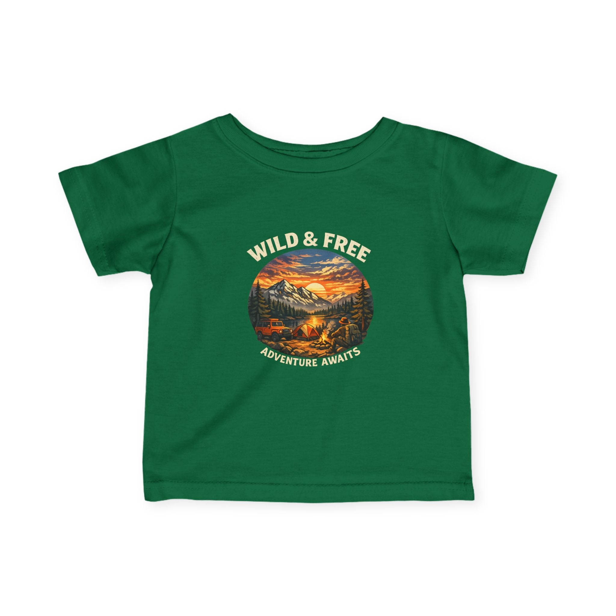 Infant Tee — Sunset Mountain Campfire Graphic Baby Shirt