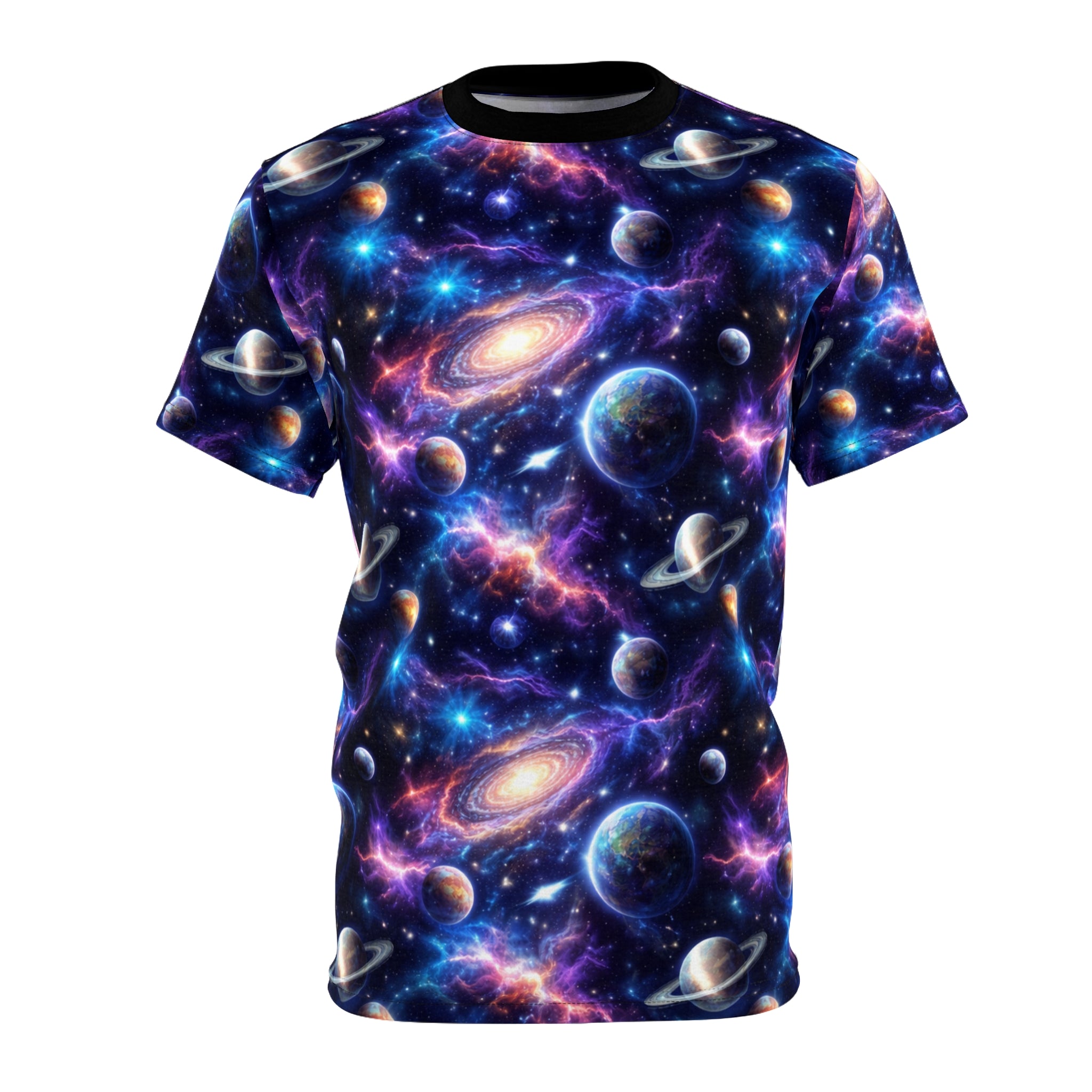 Galaxy Nebula All-Over Print Tee — Space Planets & Stars Design