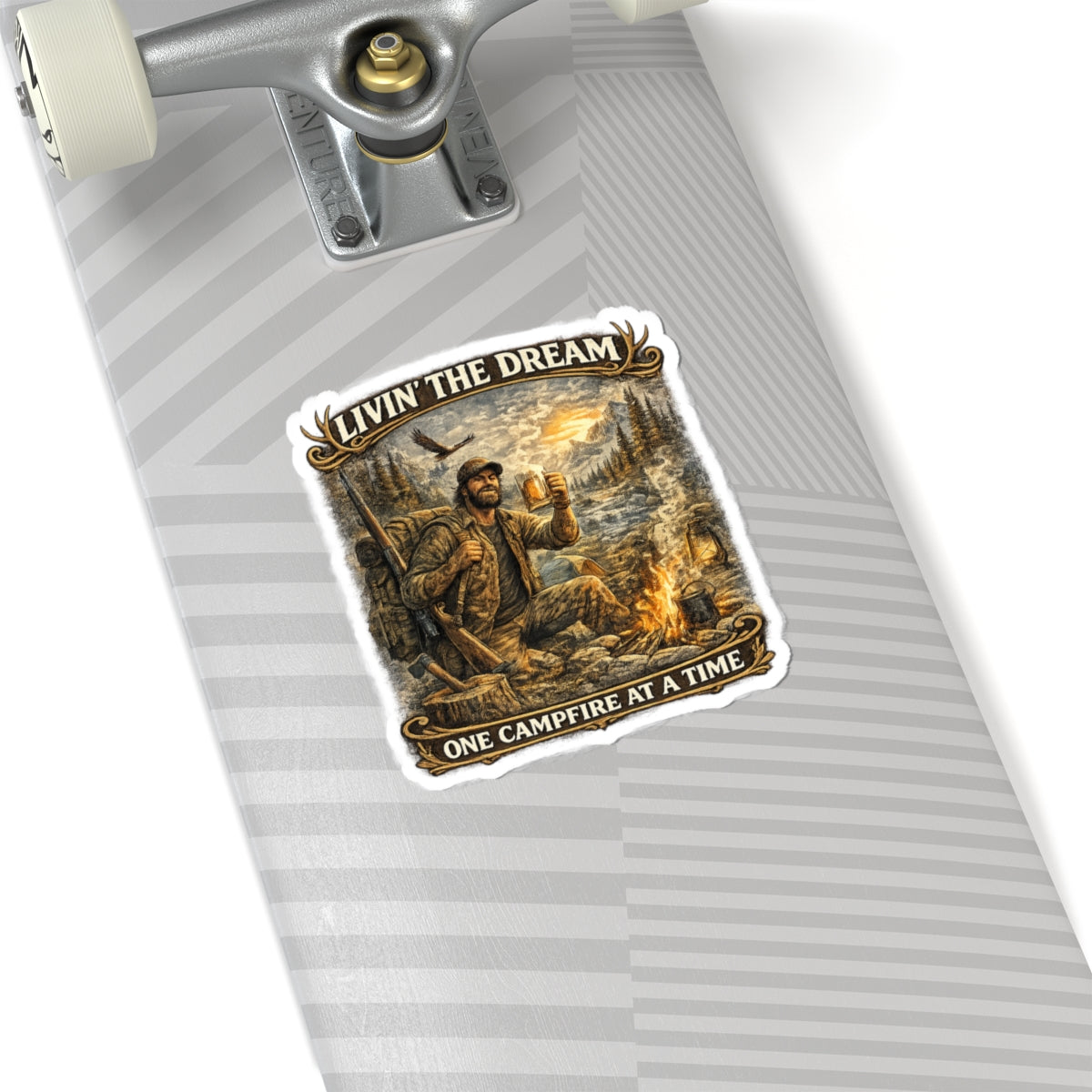 Sticker — "Livin' the Dream: One Campfire at a Time" Outdoors Camping Sticker