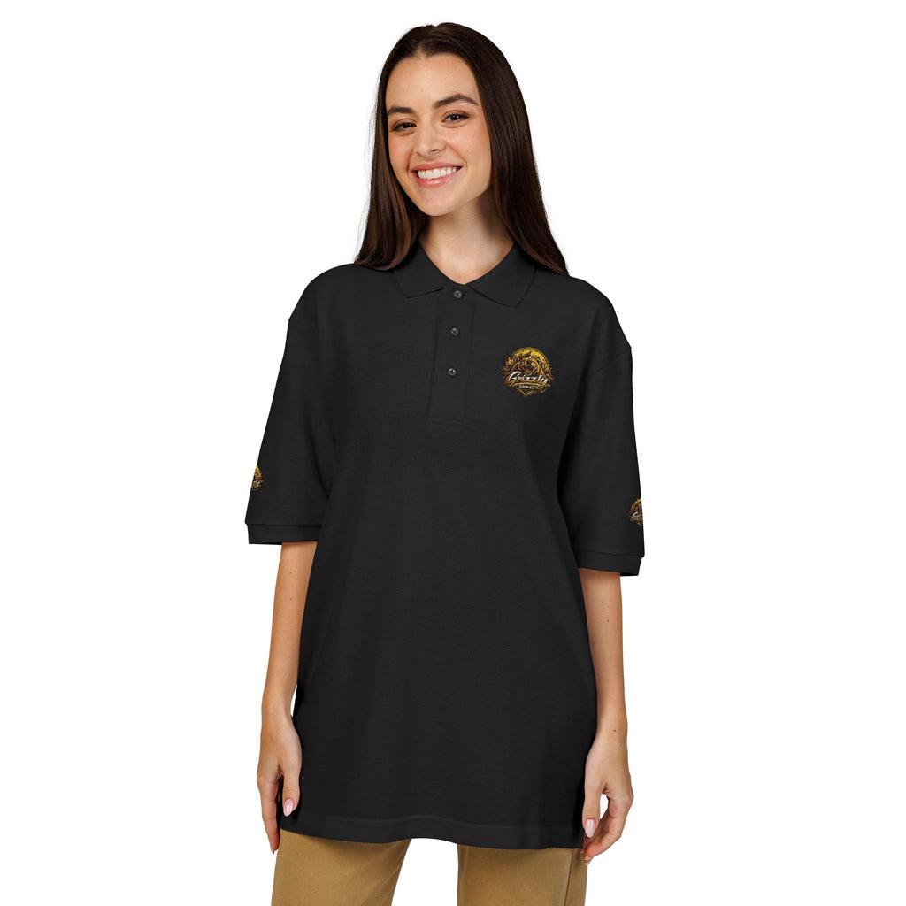 Embroidered Gold Lion Crest Polo Shirt