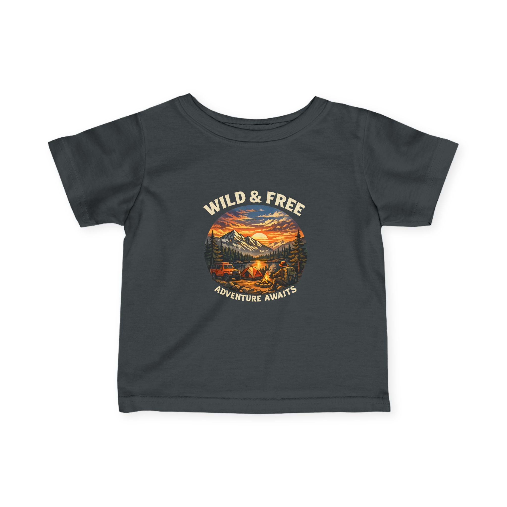 Infant Tee — Sunset Mountain Campfire Graphic Baby Shirt