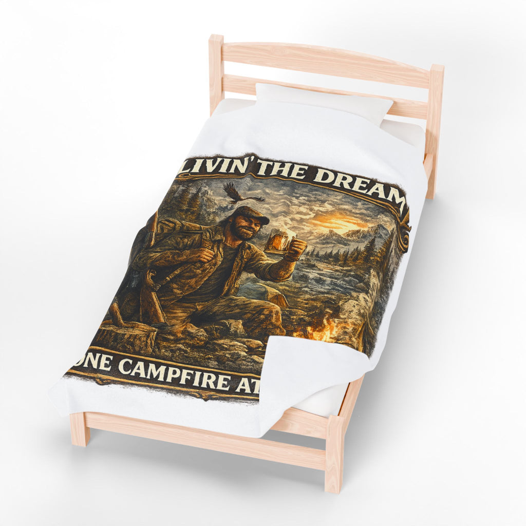 Livin' The Dream Campfire Blanket — Velveteen Plush Camping Throw