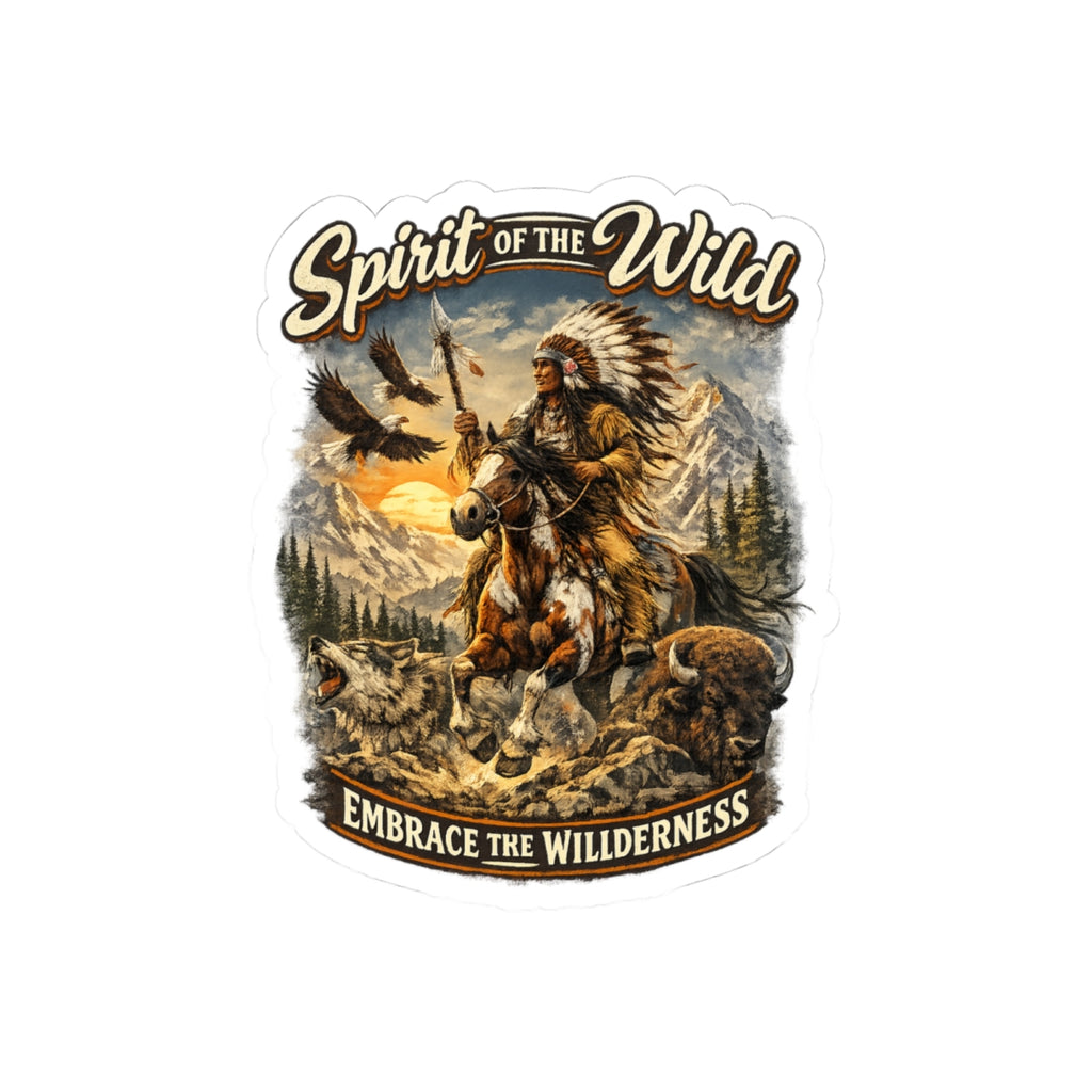 Spirit of the Wild Kiss-Cut Sticker — Embrace the Wilderness Outdoor Adventure Decal