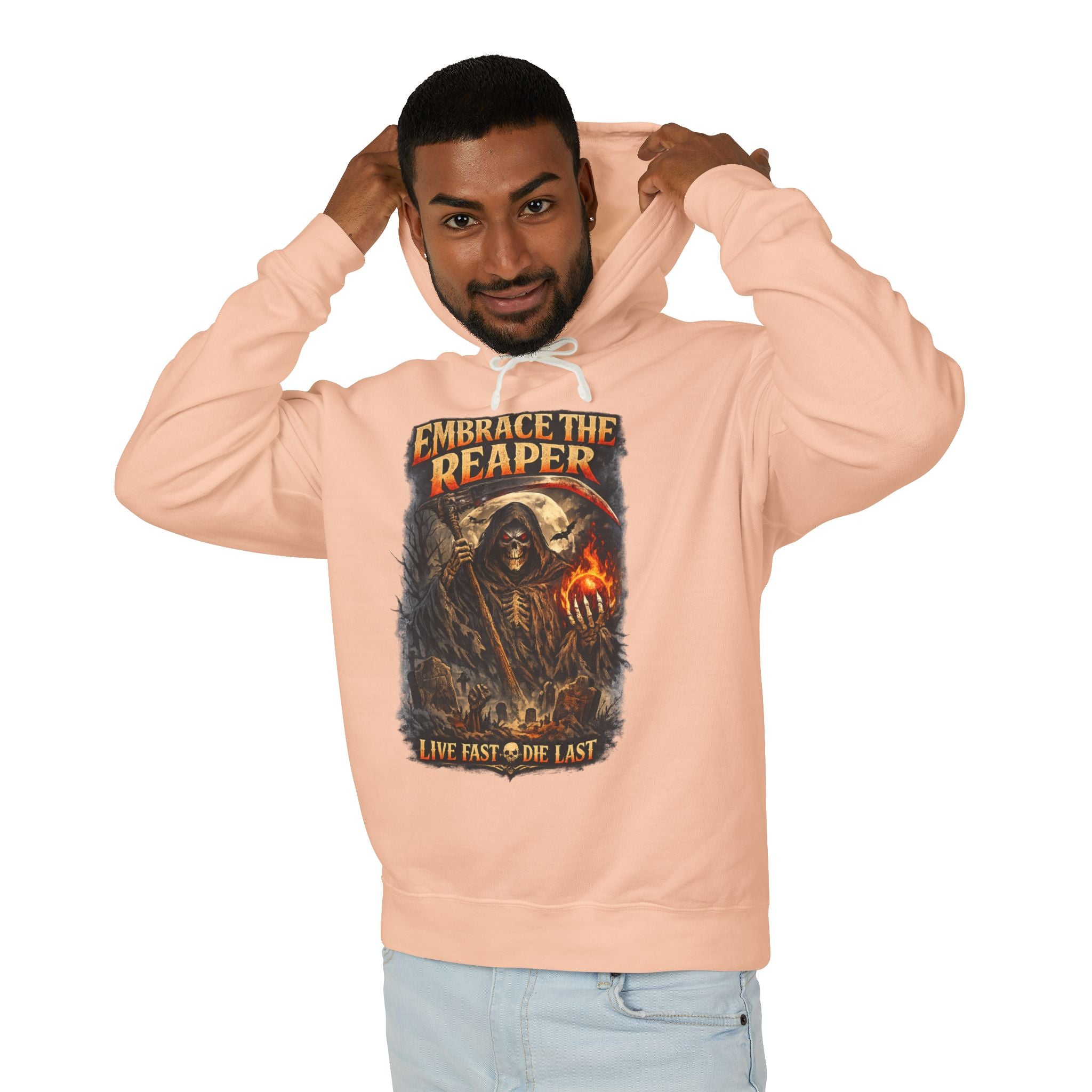 Embrace The Reaper Hoodie — Gothic Grim Reaper Graphic Pullover