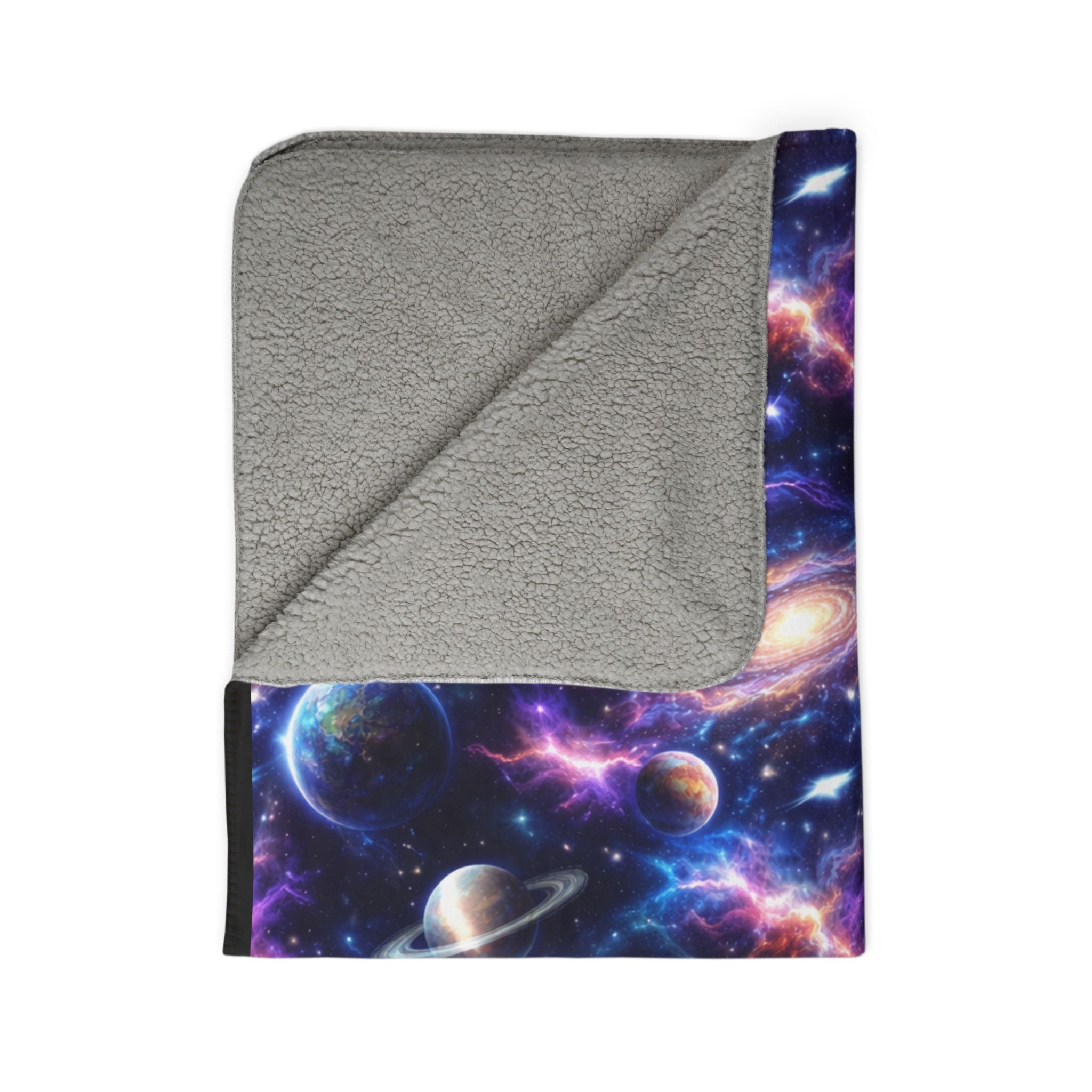 Galaxy Space Sherpa Blanket – Cosmic Planets Fleece Throw