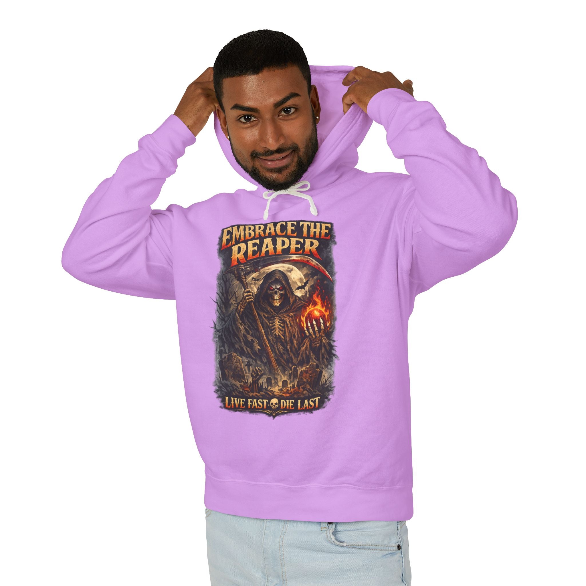 Embrace The Reaper Hoodie — Gothic Grim Reaper Graphic Pullover