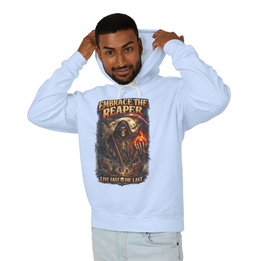 Embrace The Reaper Hoodie — Gothic Grim Reaper Graphic Pullover