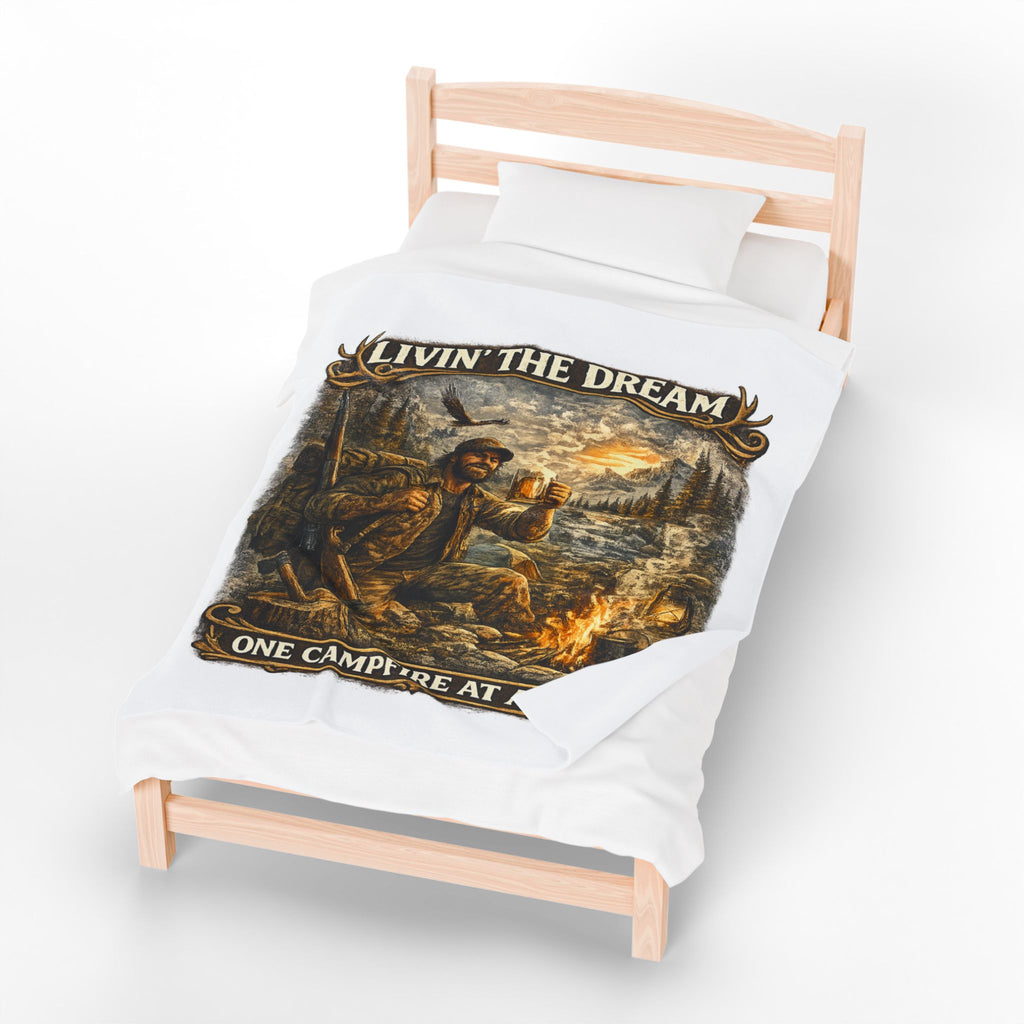 Livin' The Dream Campfire Blanket — Velveteen Plush Camping Throw