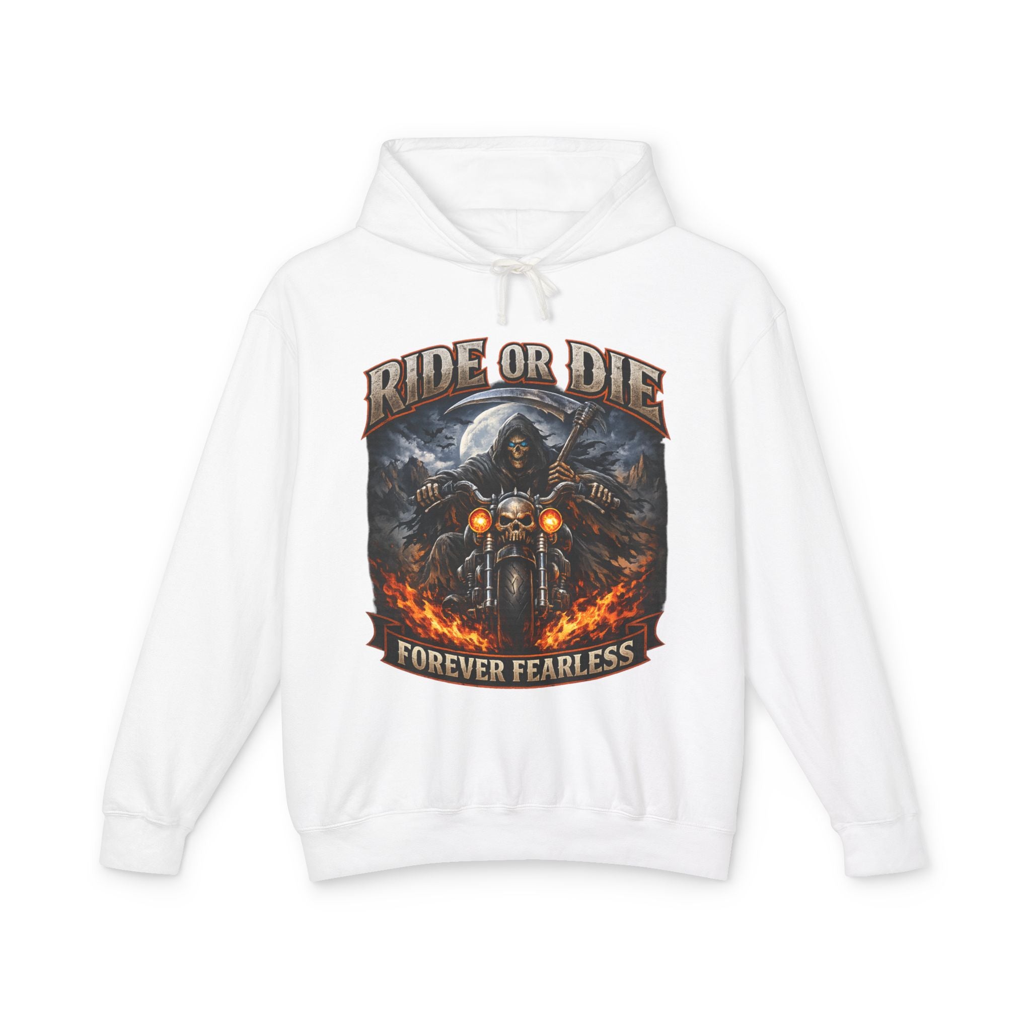 Ride or Die Motorcycle Hoodie - "Forever Fearless" Biker Graphic Sweatshirt