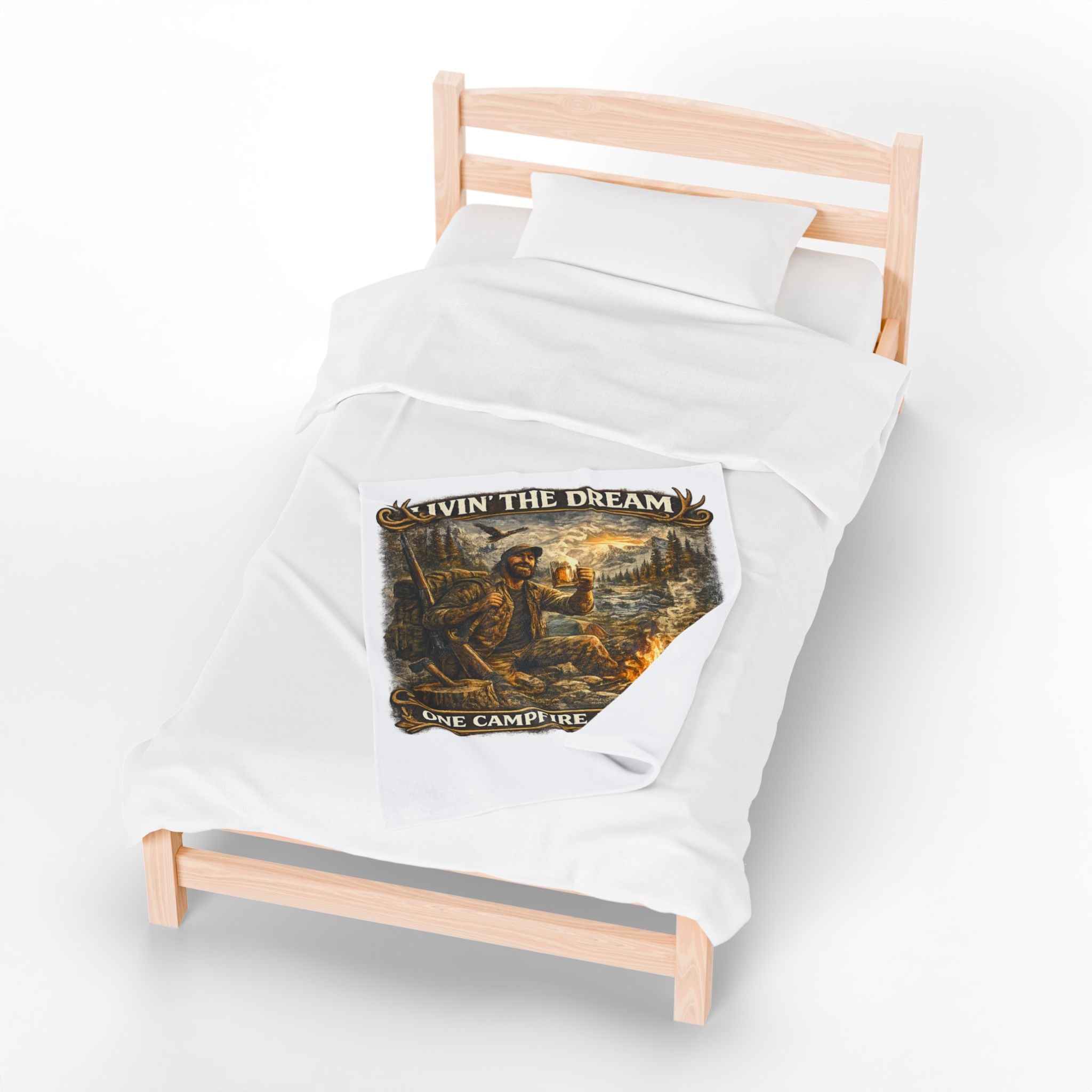 Livin' The Dream Campfire Blanket — Velveteen Plush Camping Throw