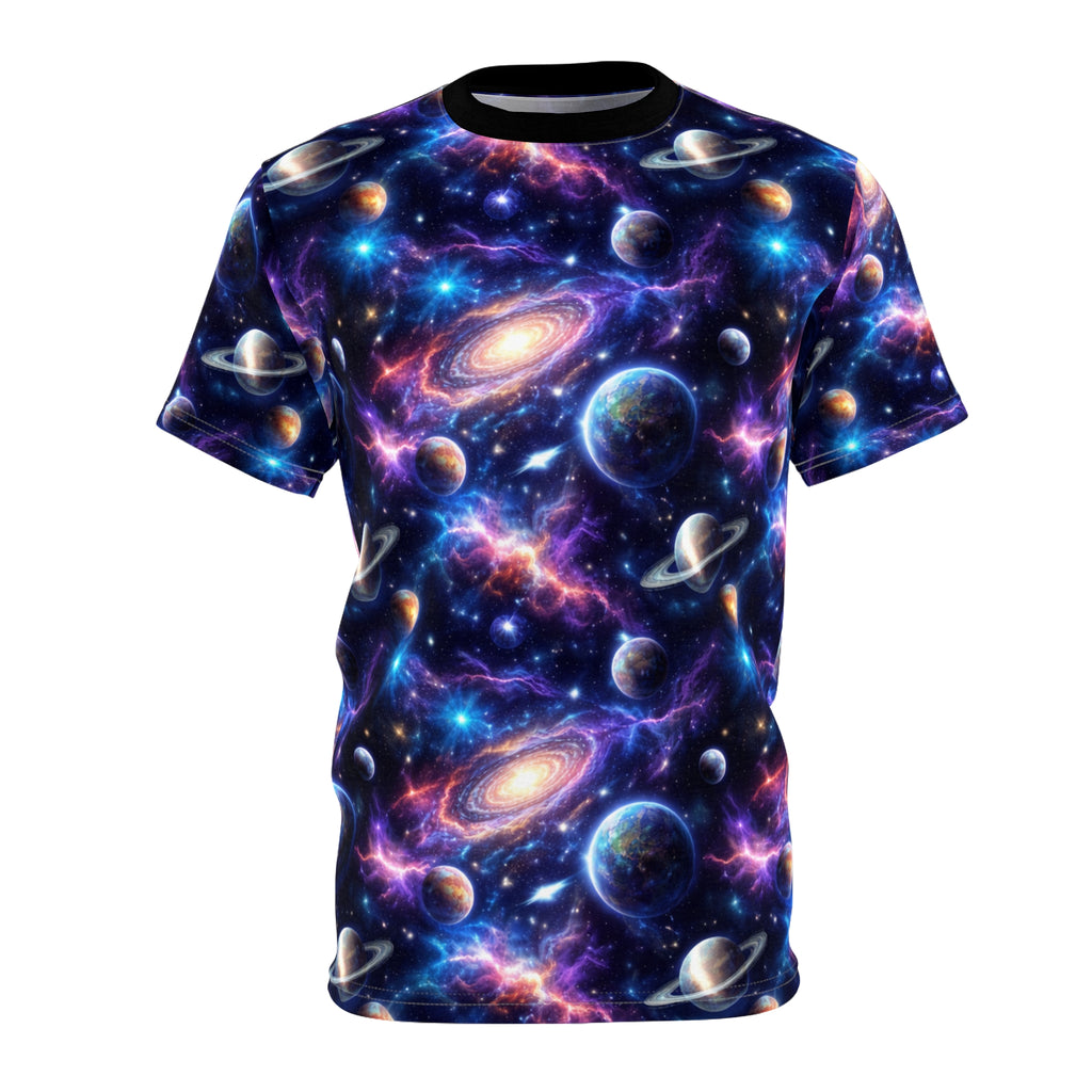 Galaxy Nebula All-Over Print Tee — Space Planets & Stars Design