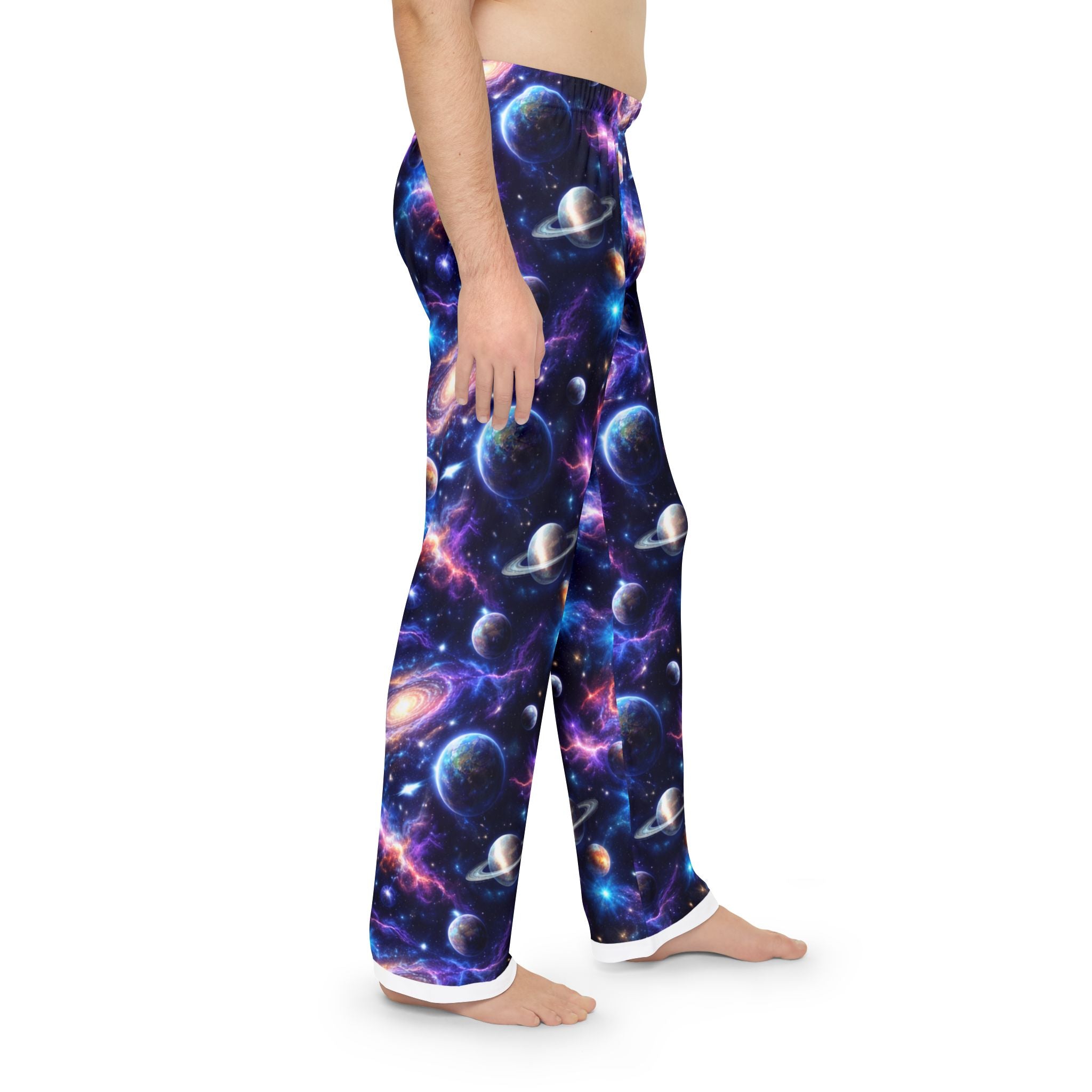 Galaxy Print Pajama Pants — Men's Space Planet Lounge Pants