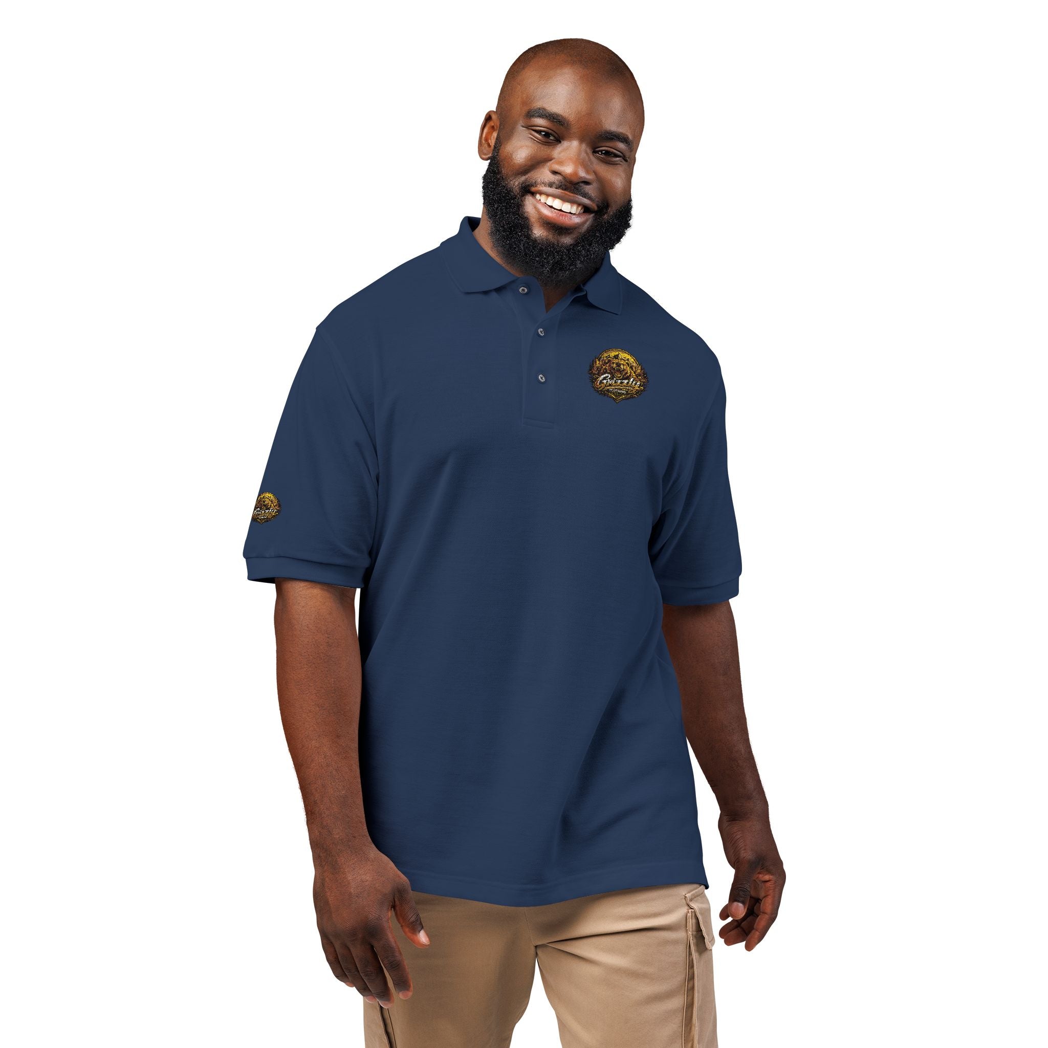 Embroidered Gold Lion Crest Polo Shirt
