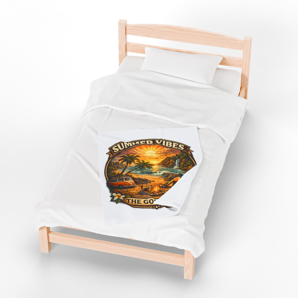 Summer Vibes Velveteen Blanket — The Good Life Sunset Camping Beach Throw