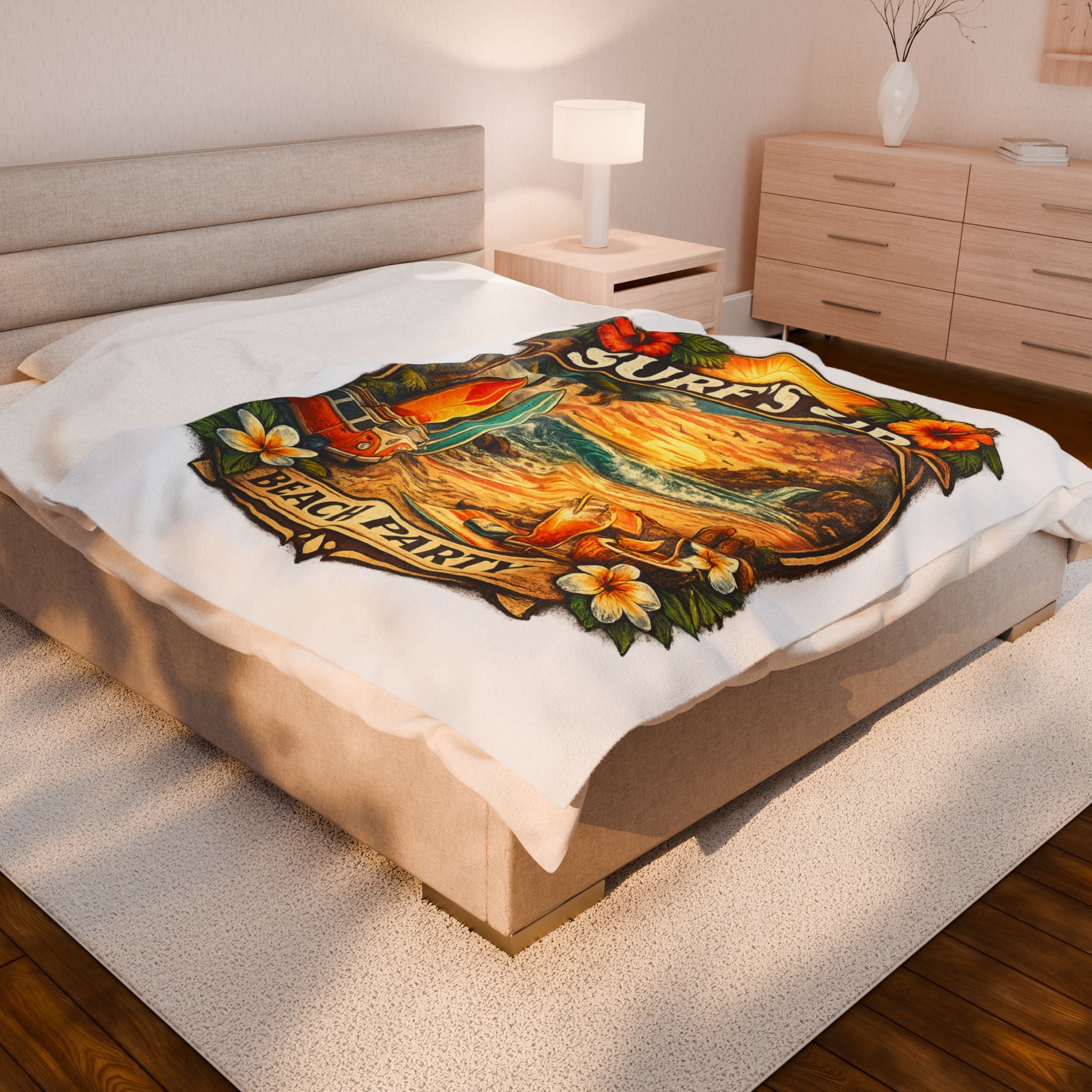 Surf’s Up Beach Party Velveteen Plush Blanket