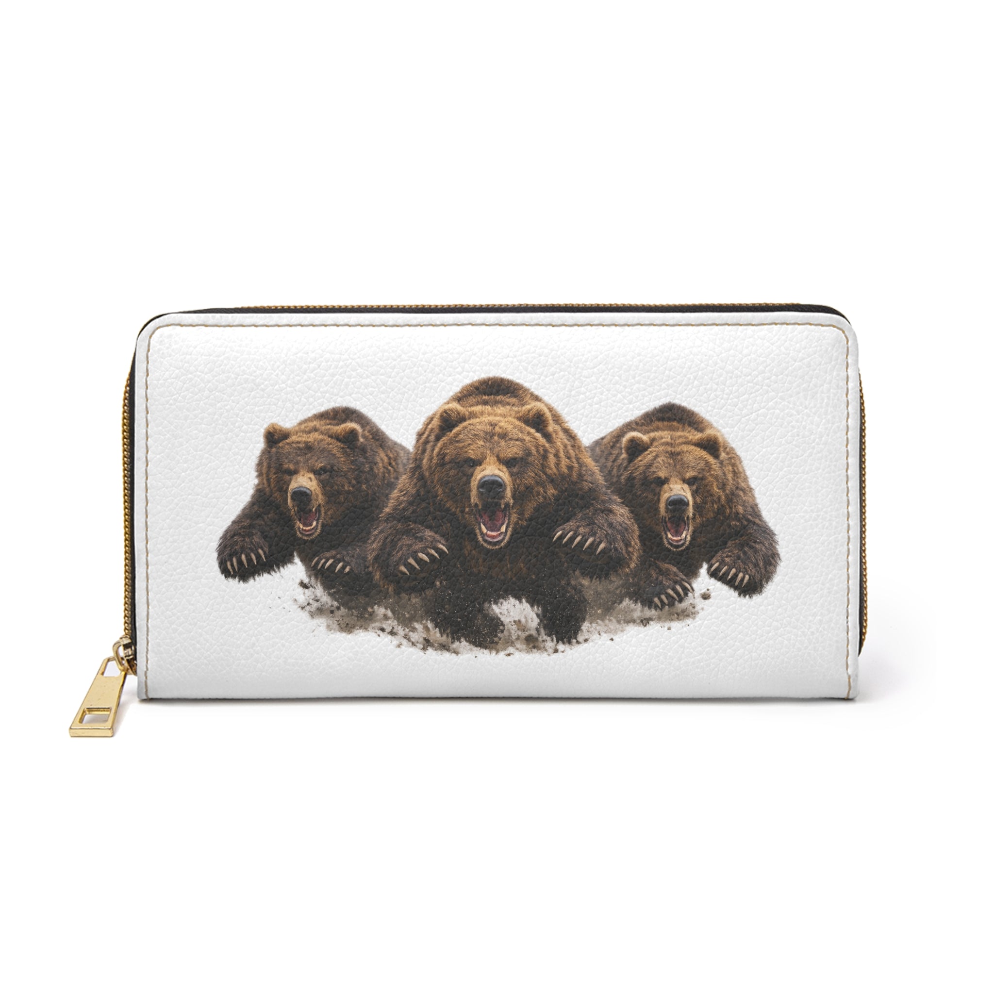 Bear Trio Zipper Wallet — Cute Wilderness Animal Print Wallet