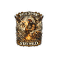 True Spirit "Stay Wild" Kiss-Cut Sticker — Native Warrior Campfire Design