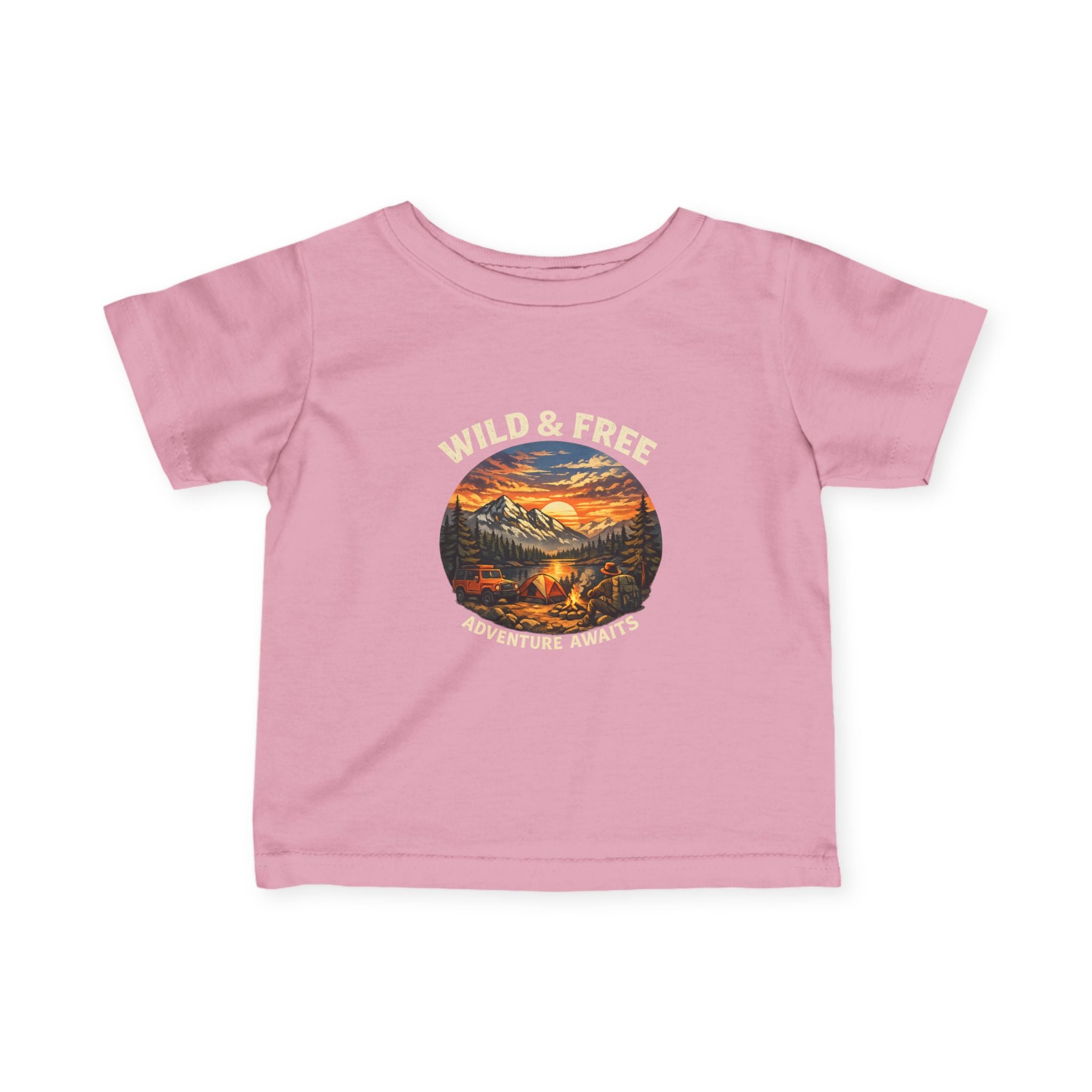 Infant Tee — Sunset Mountain Campfire Graphic Baby Shirt
