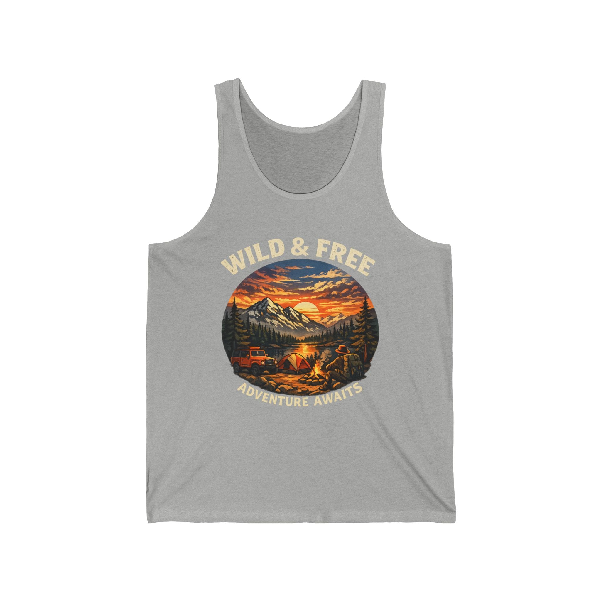 Wild & Free Tank Top — Adventure Awaits Camping Graphic Tank