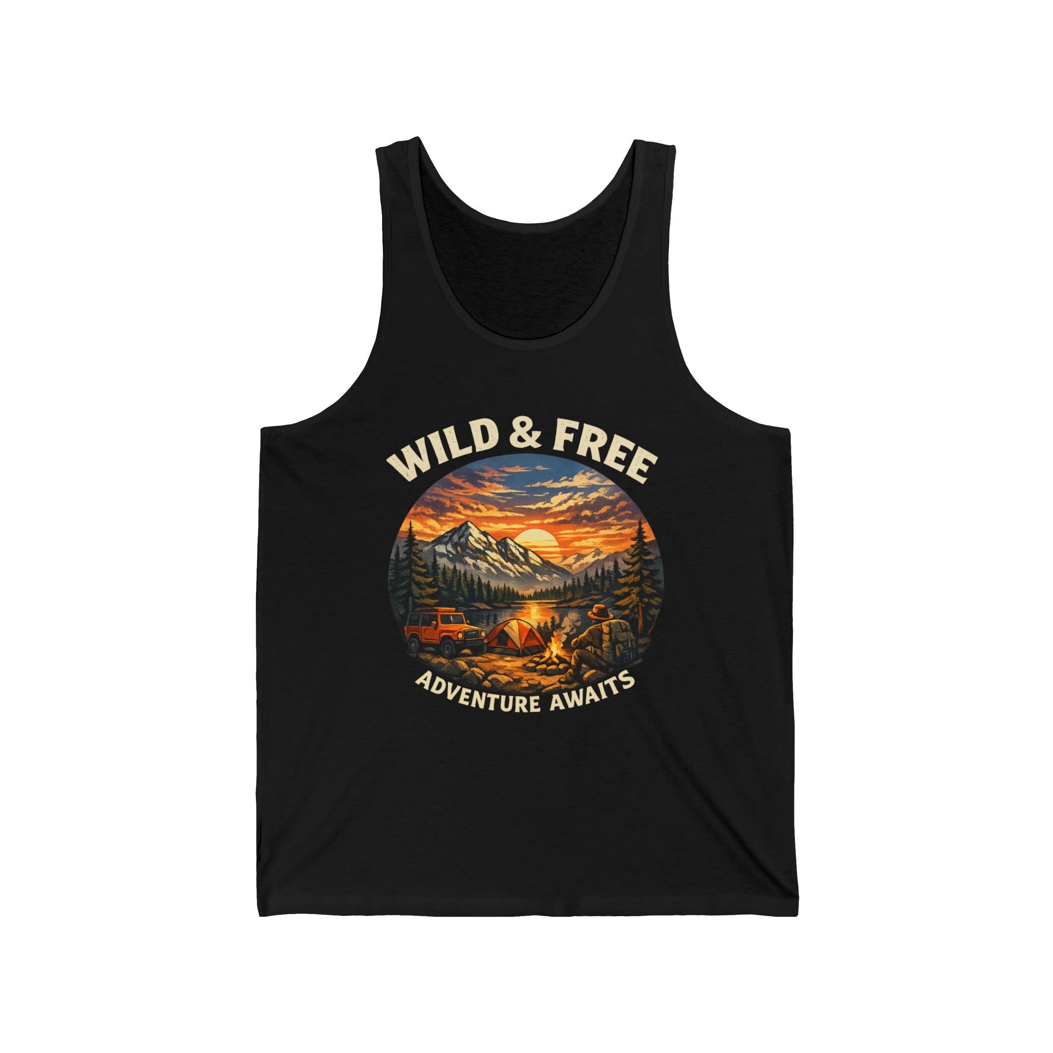 Wild & Free Tank Top — Adventure Awaits Camping Graphic Tank