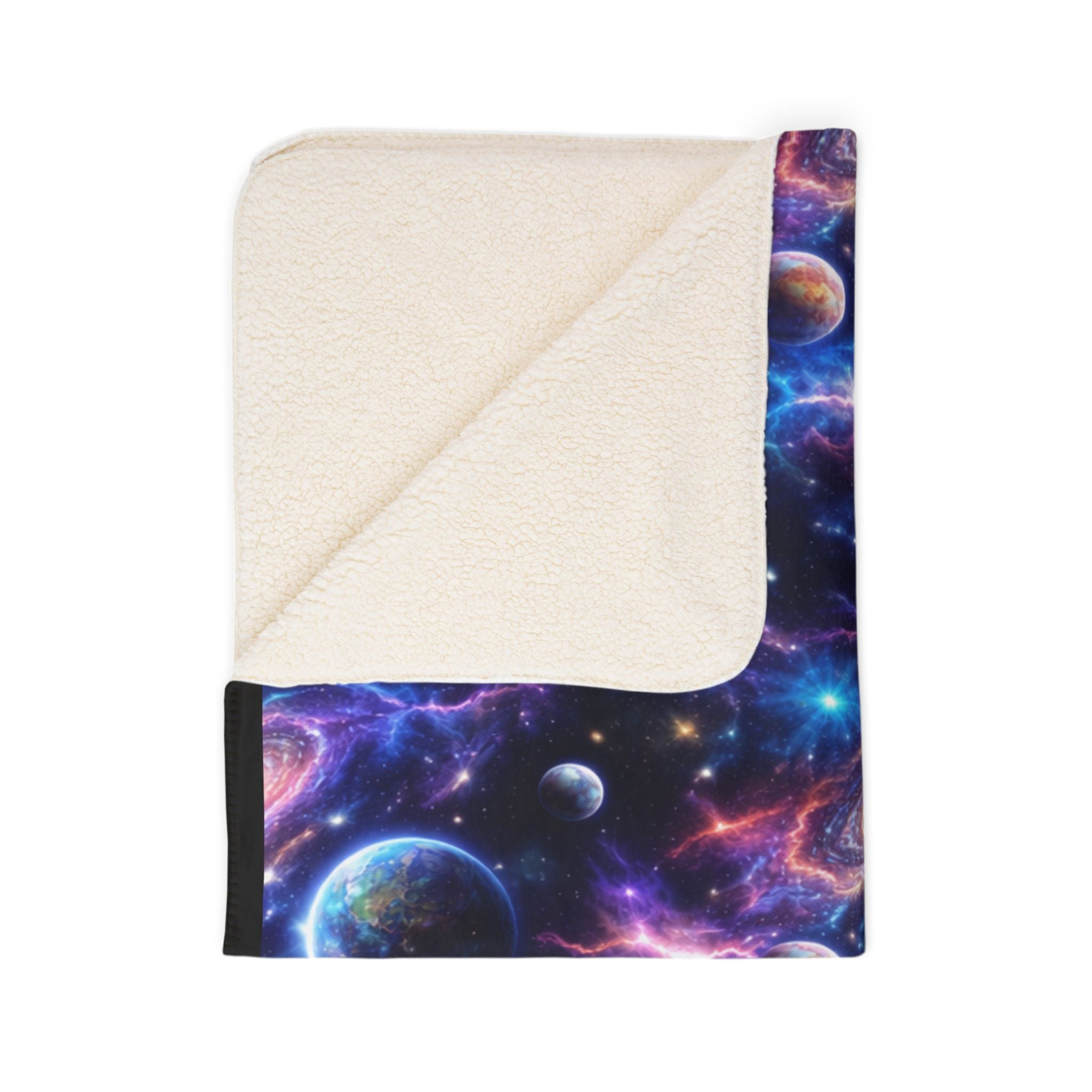 Galaxy Space Sherpa Blanket – Cosmic Planets Fleece Throw