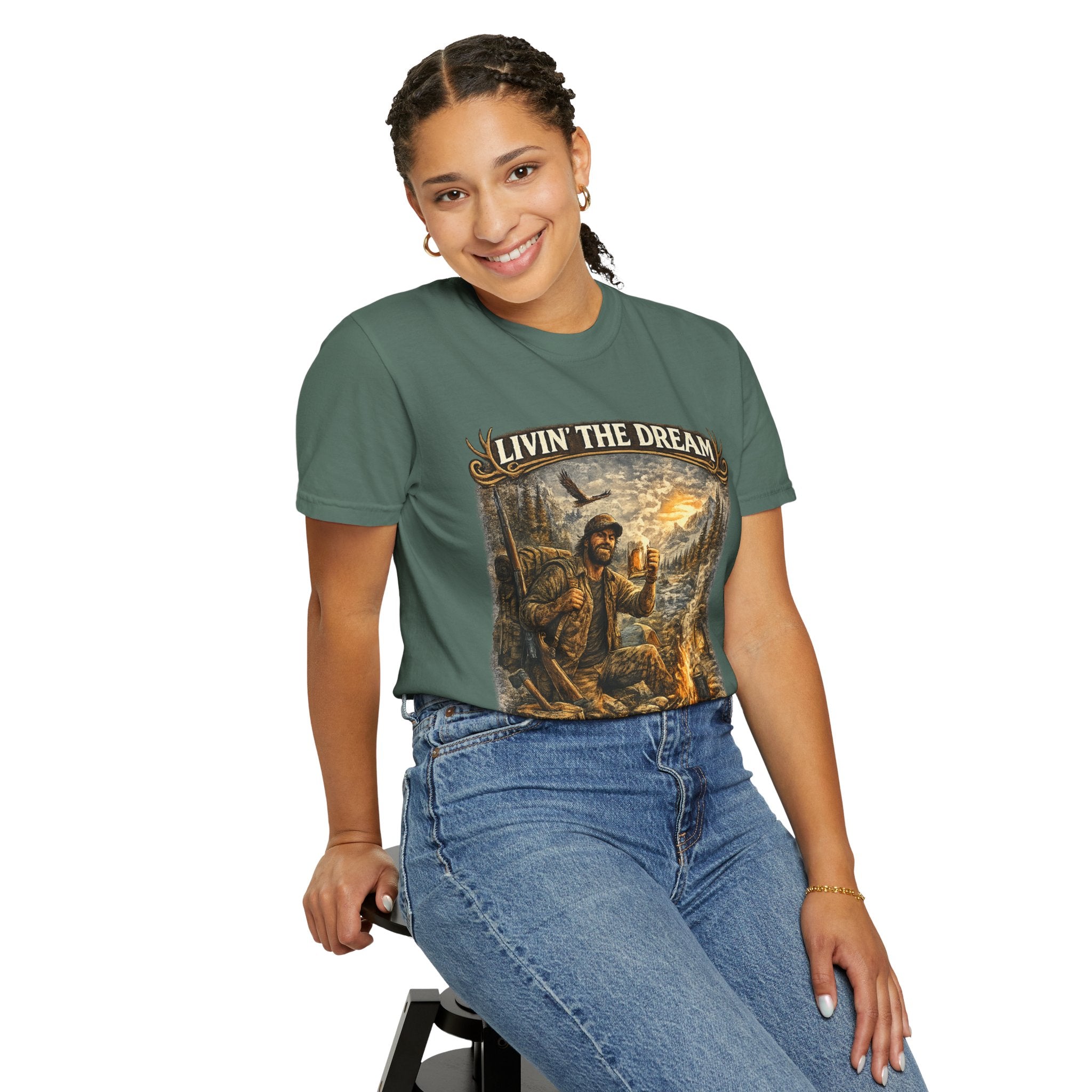 Livin' the Dream Campfire T-Shirt — "One Campfire at a Time" Outdoor Graphic Tee
