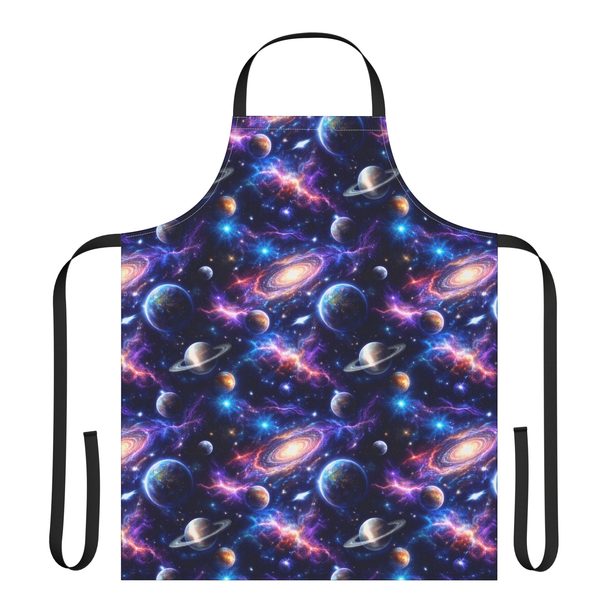 Galaxy Space Print Apron — Cosmic Planets & Nebula Kitchen Apron