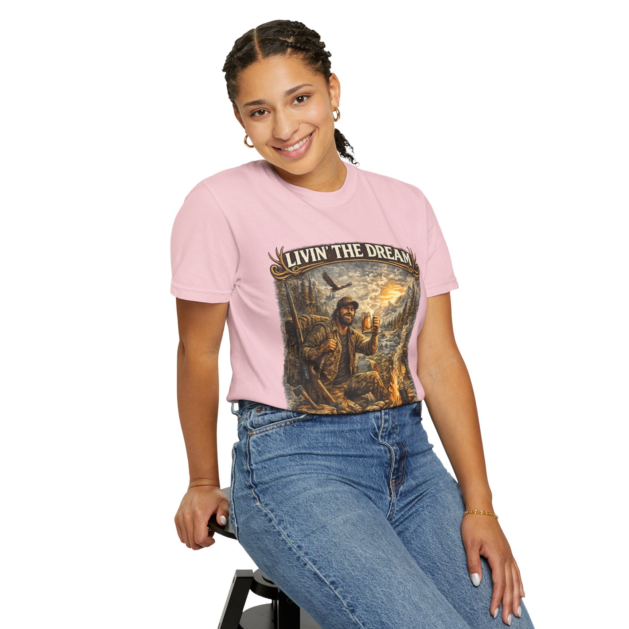 Livin' the Dream Campfire T-Shirt — "One Campfire at a Time" Outdoor Graphic Tee