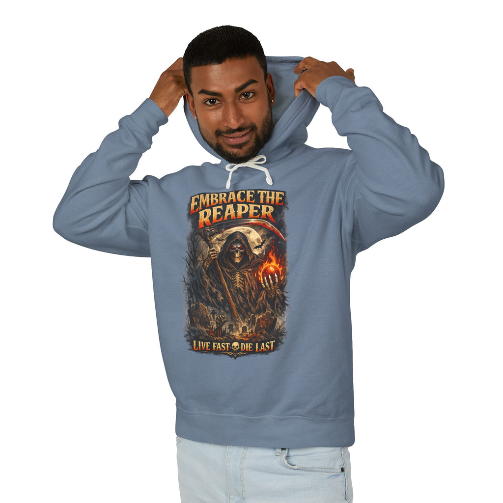 Embrace The Reaper Hoodie — Gothic Grim Reaper Graphic Pullover