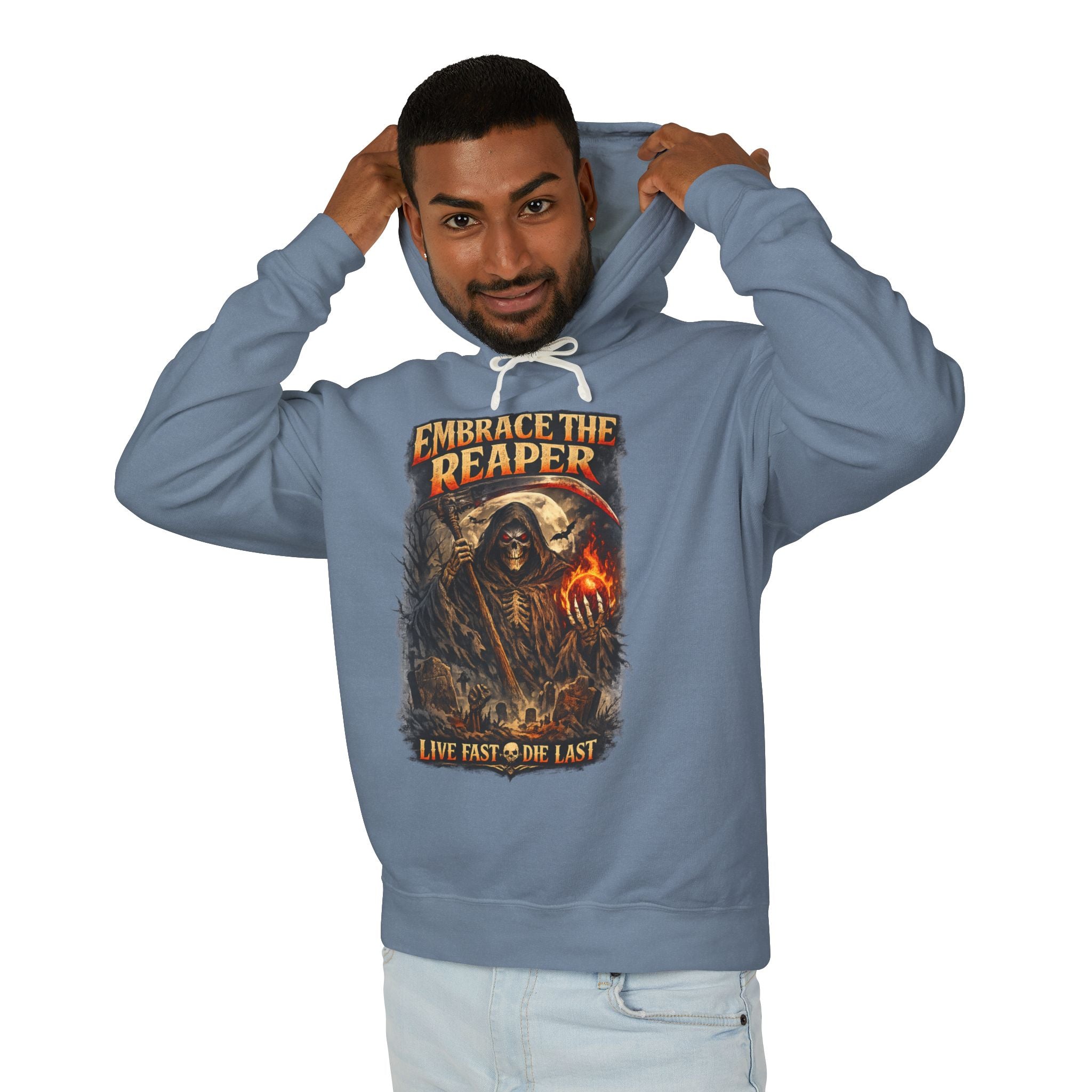 Embrace The Reaper Hoodie — Gothic Grim Reaper Graphic Pullover