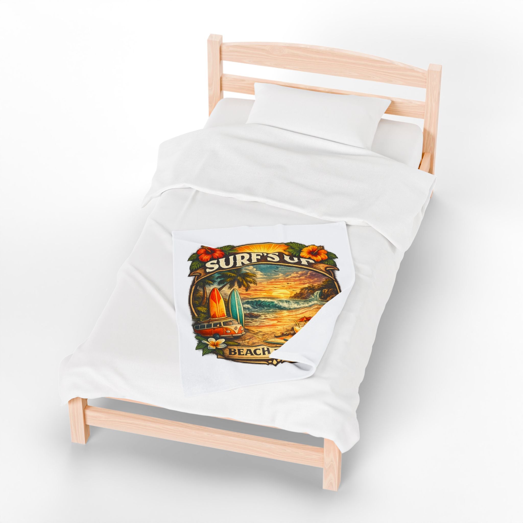 Surf’s Up Beach Party Velveteen Plush Blanket