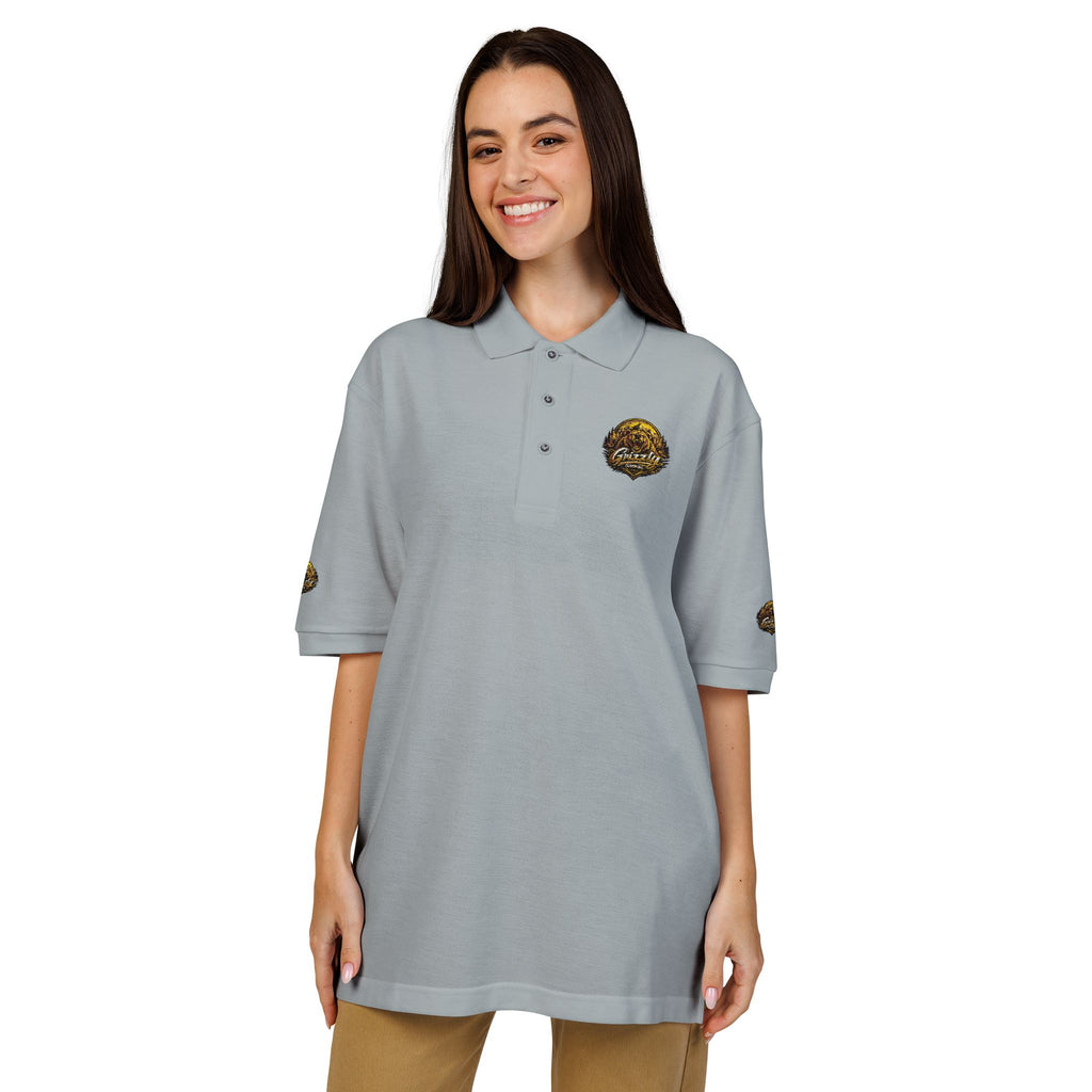 Embroidered Gold Lion Crest Polo Shirt