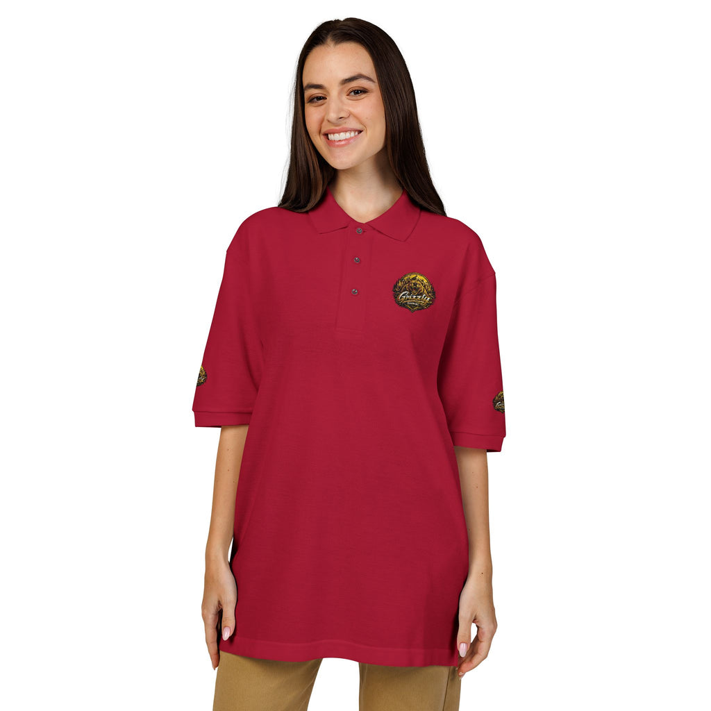 Embroidered Gold Lion Crest Polo Shirt