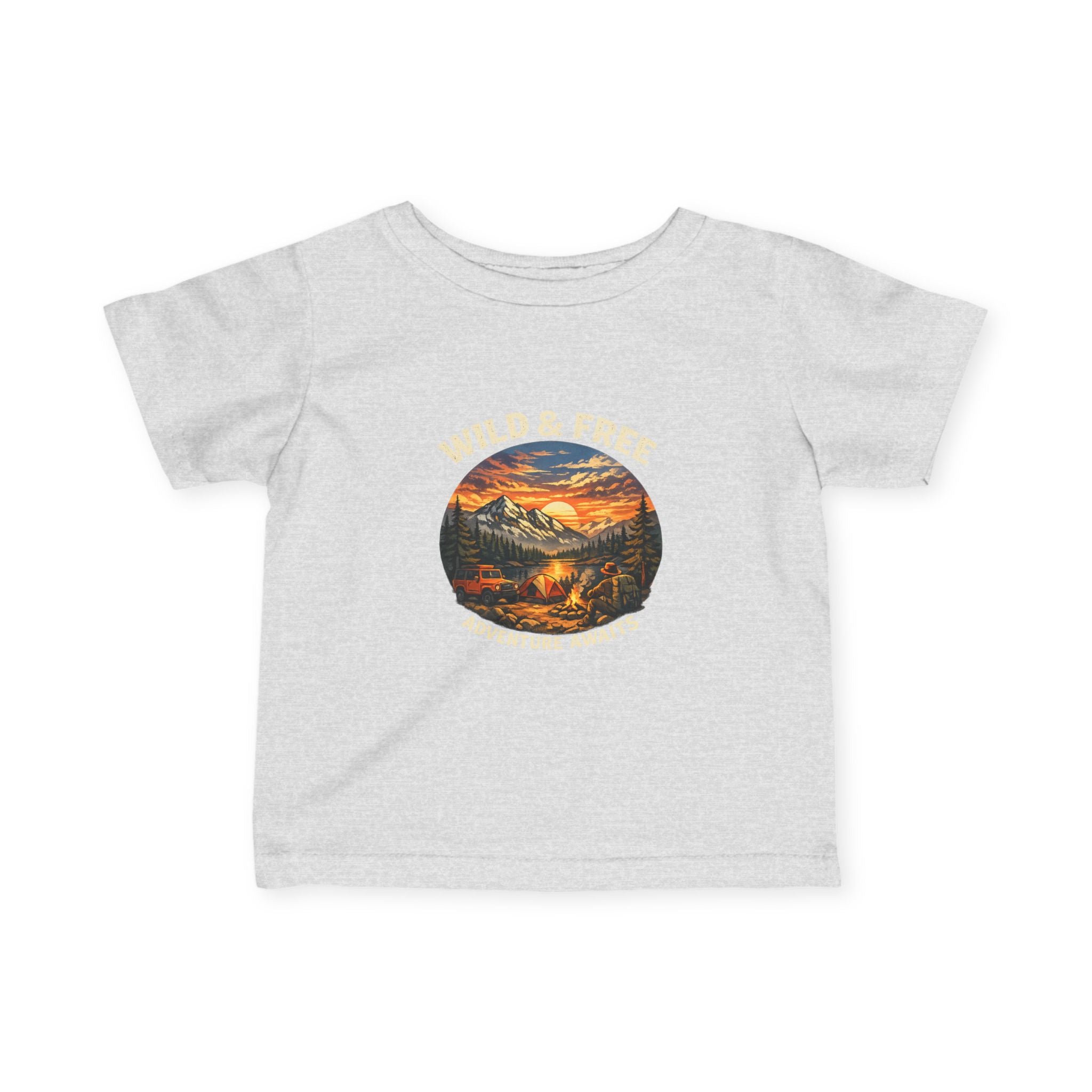 Infant Tee — Sunset Mountain Campfire Graphic Baby Shirt