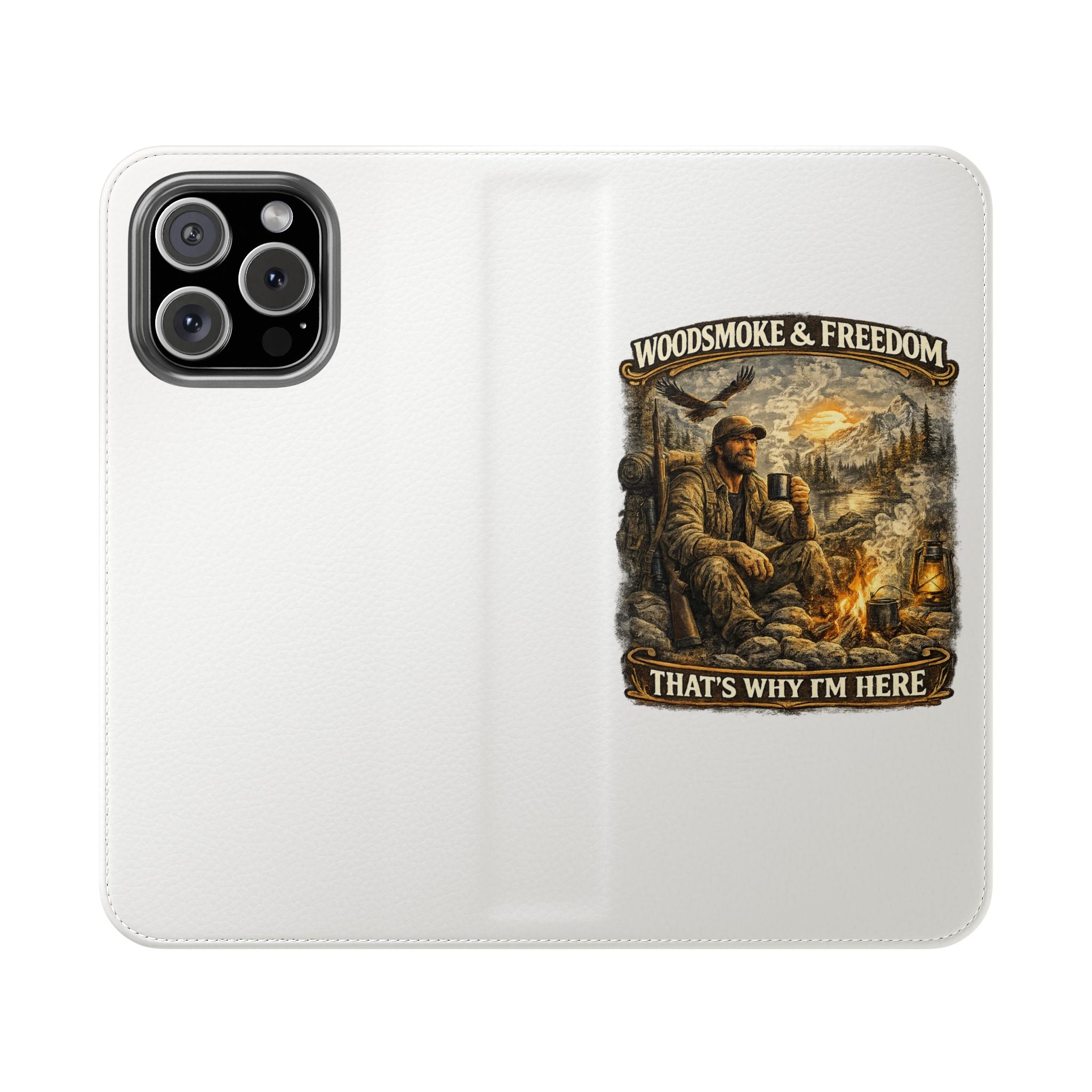 Flip Case - Woods, Smoke & Freedom Campfire Wallet Phone Case