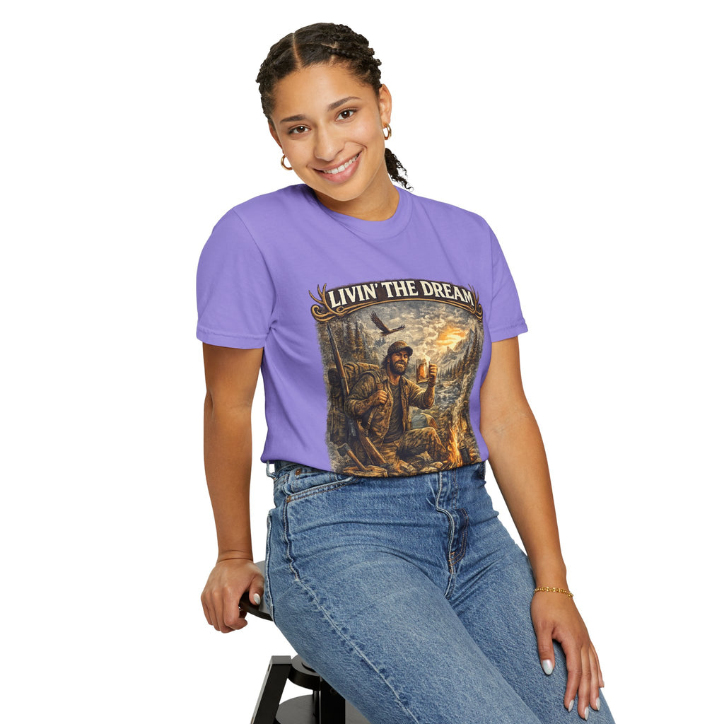 Livin' the Dream Campfire T-Shirt — "One Campfire at a Time" Outdoor Graphic Tee