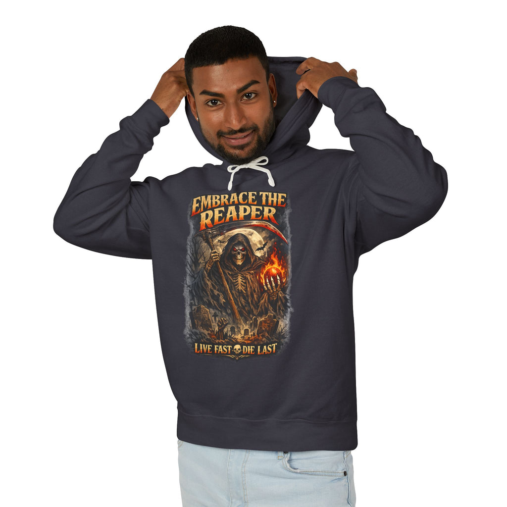 Embrace The Reaper Hoodie — Gothic Grim Reaper Graphic Pullover