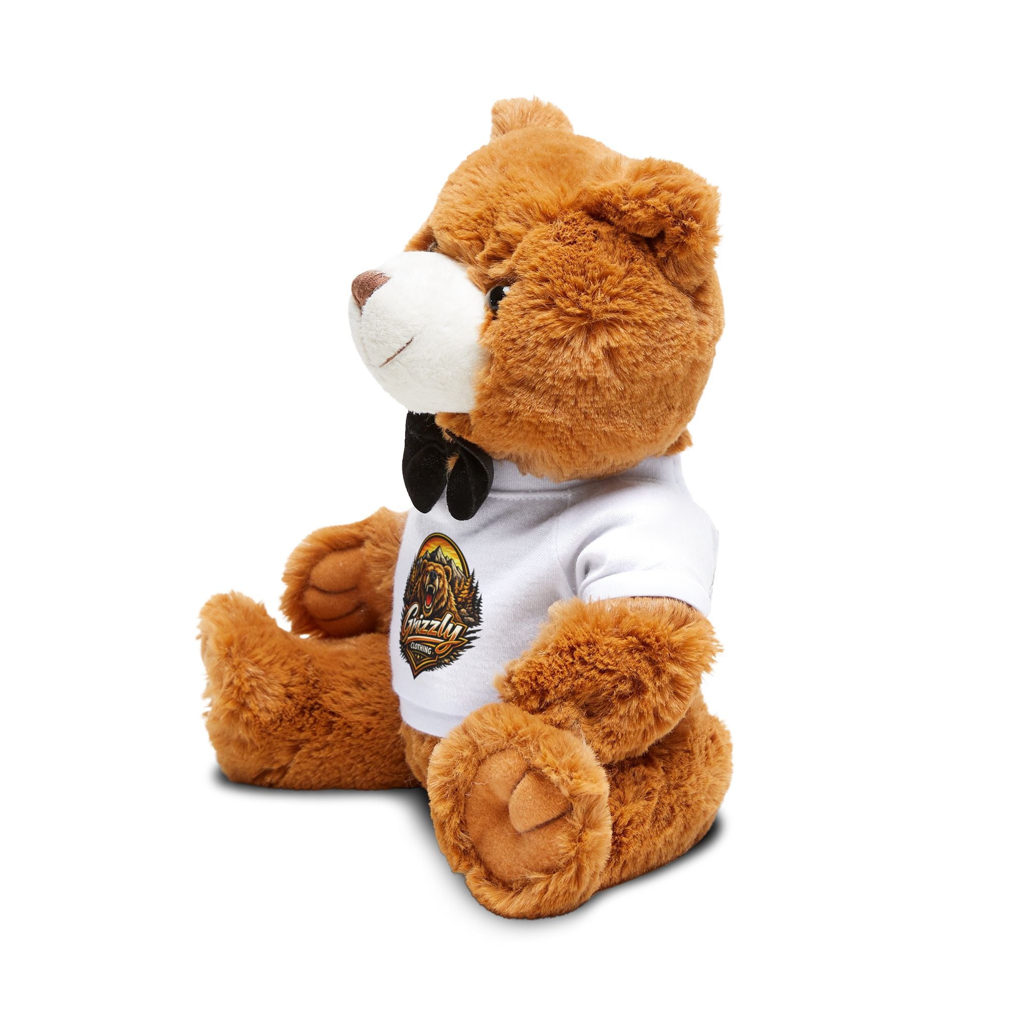 Plush Teddy Bear with T-Shirt — Cute Brown Bear Gift with Printed Tee