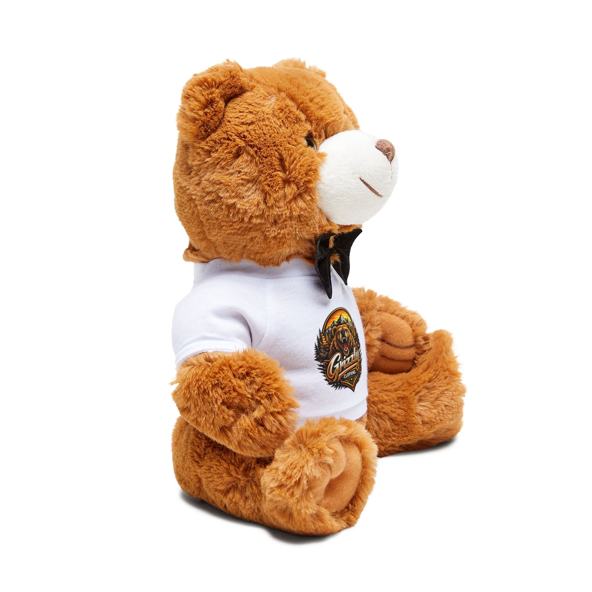 Plush Teddy Bear with T-Shirt — Cute Brown Bear Gift with Printed Tee