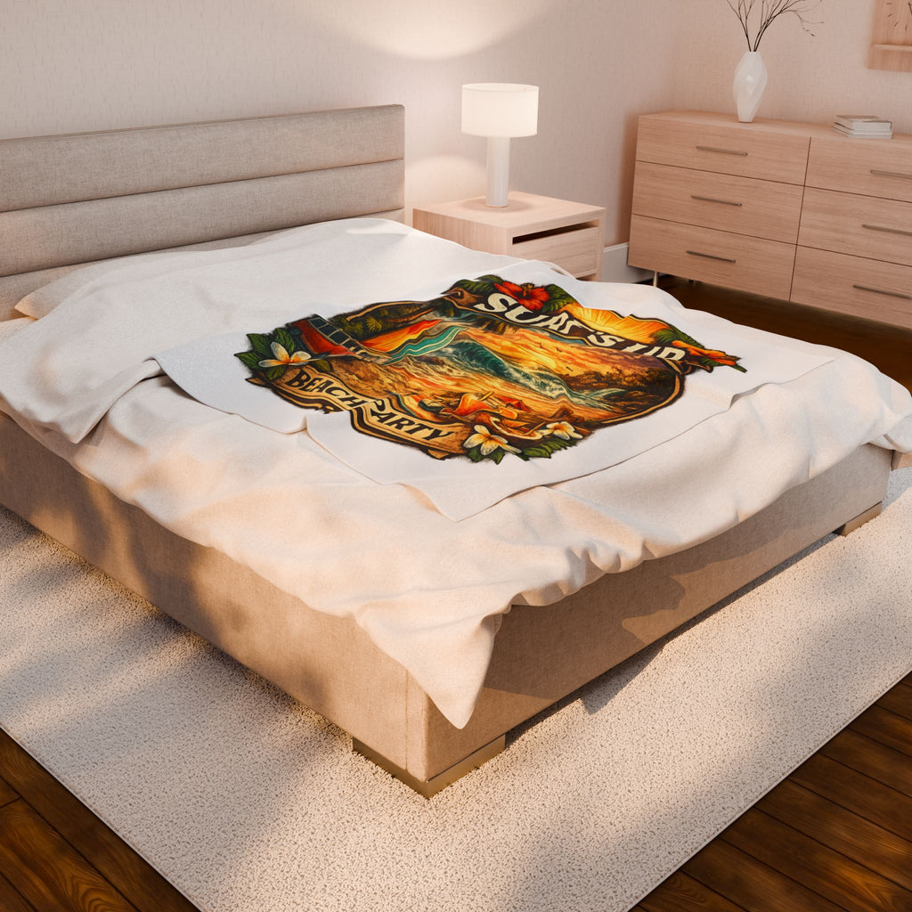Surf’s Up Beach Party Velveteen Plush Blanket