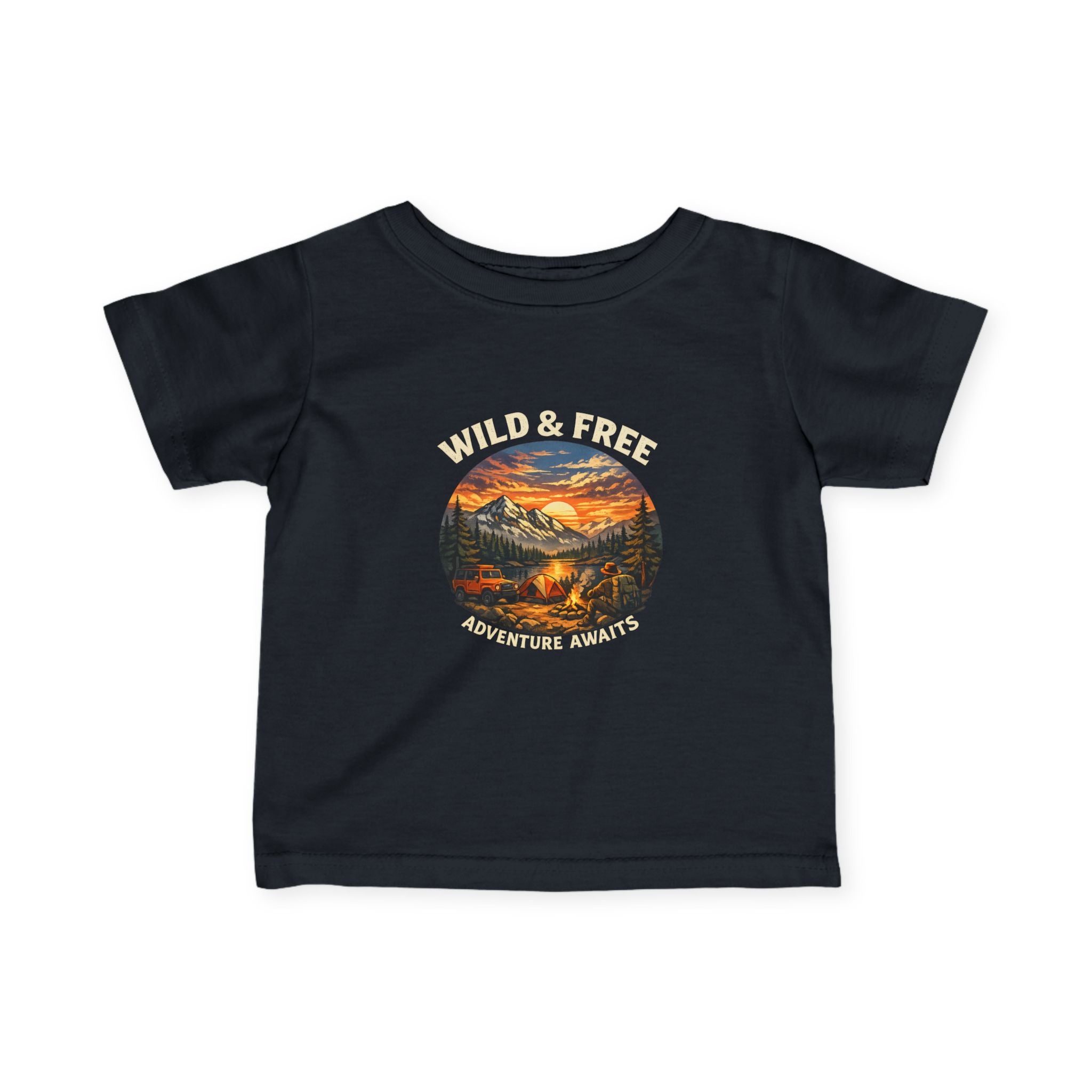 Infant Tee — Sunset Mountain Campfire Graphic Baby Shirt