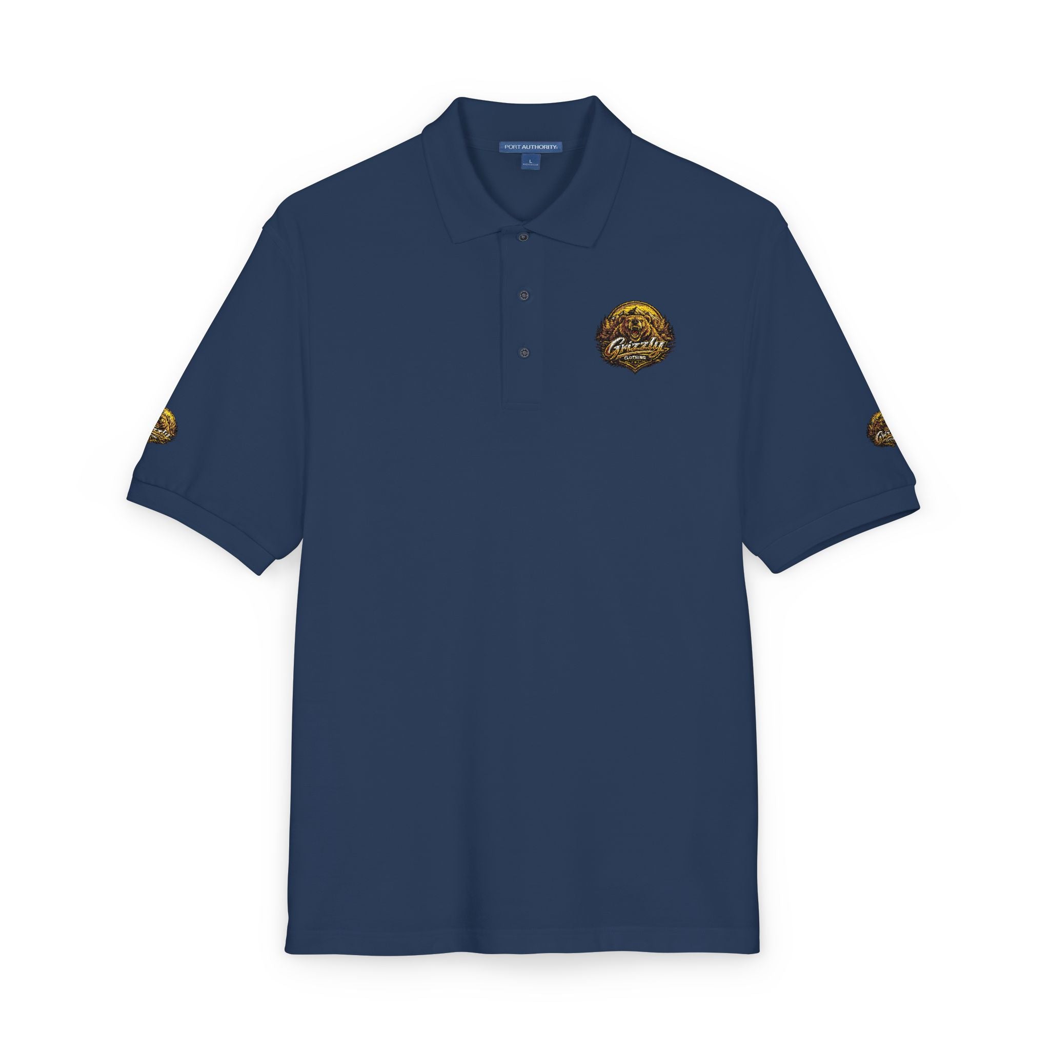 Embroidered Gold Lion Crest Polo Shirt