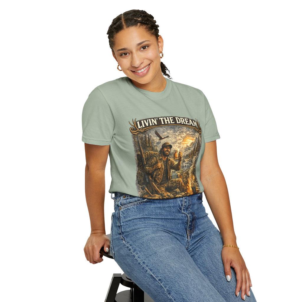 Livin' the Dream Campfire T-Shirt — "One Campfire at a Time" Outdoor Graphic Tee