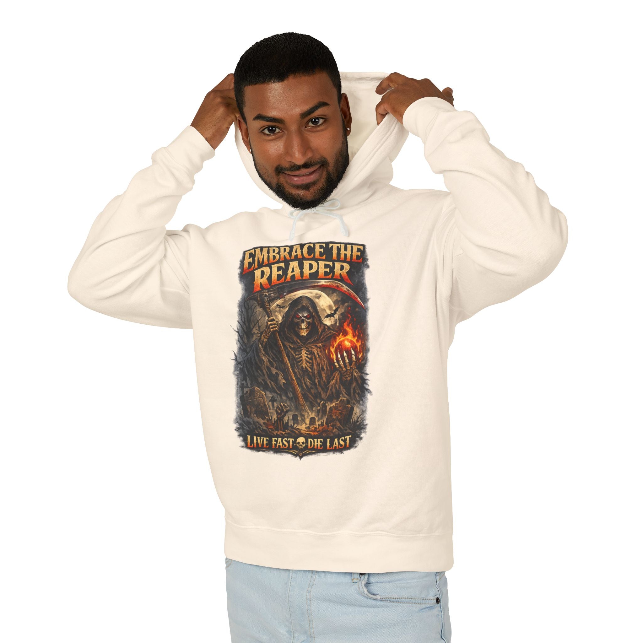 Embrace The Reaper Hoodie — Gothic Grim Reaper Graphic Pullover