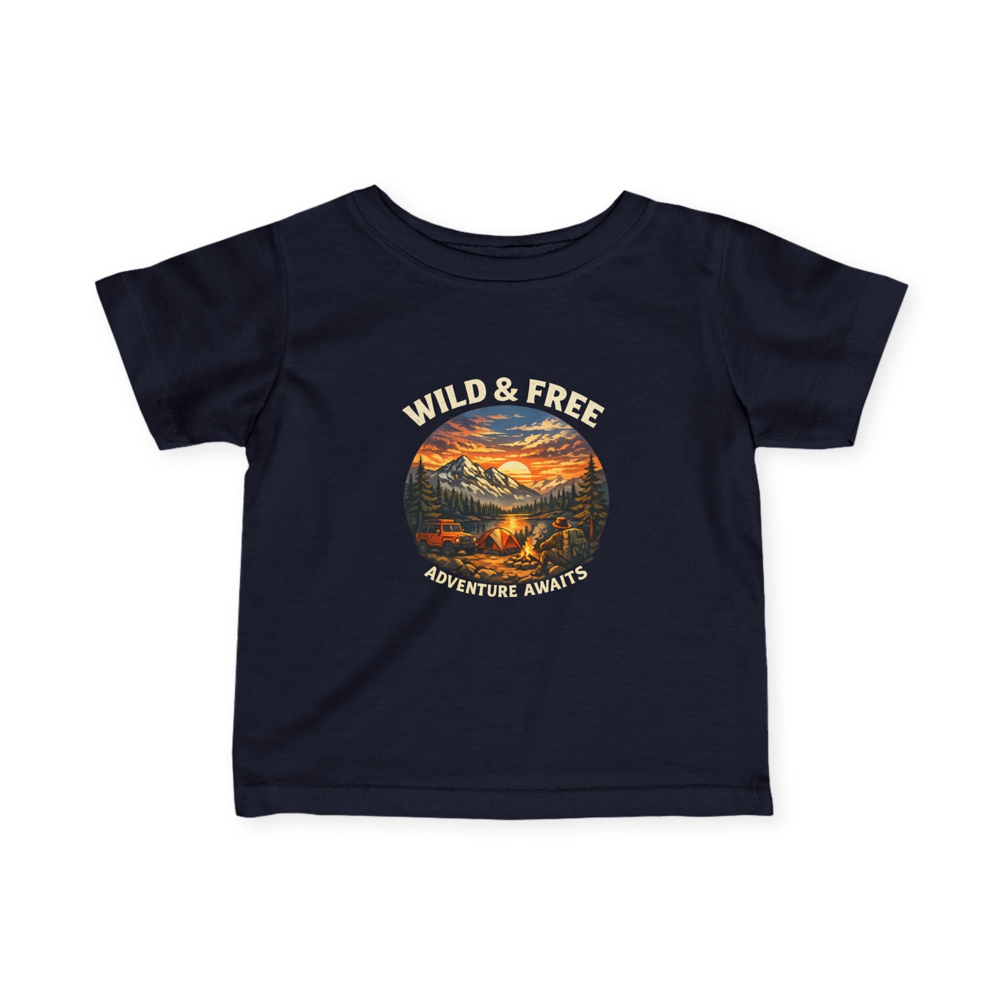 Infant Tee — Sunset Mountain Campfire Graphic Baby Shirt
