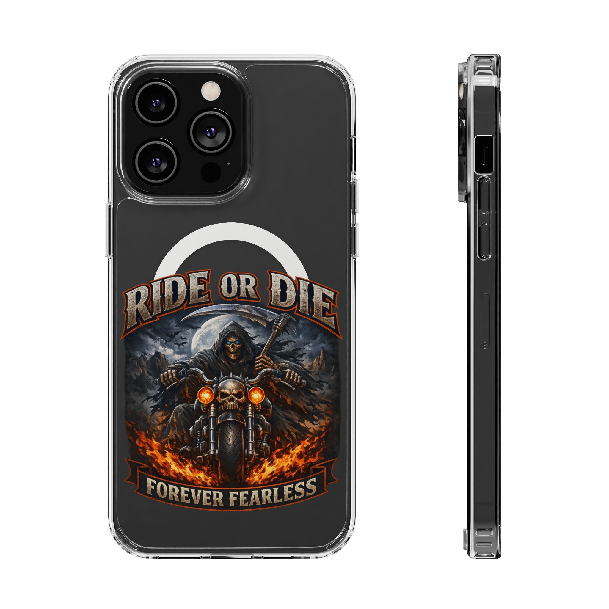Ride or Die Motorcycle Clear Magnetic Phone Case — "Forever Fearless"